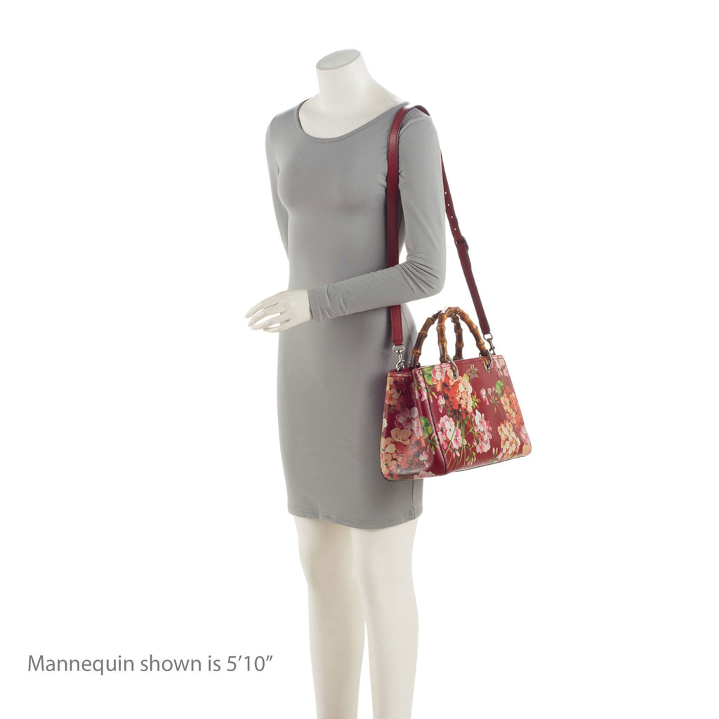 Gucci Leather Bamboo Blooms Medium Shopper Tote