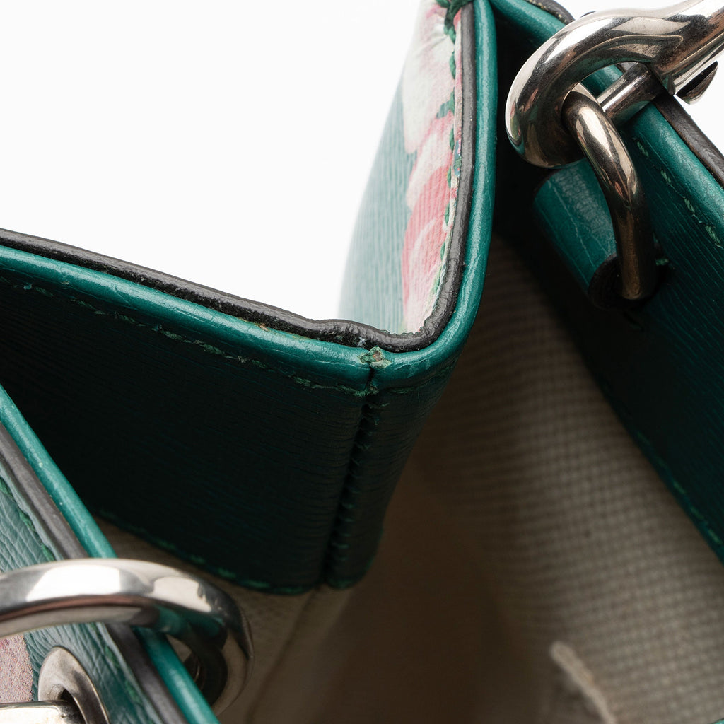 Gucci Leather Blooms Bamboo Mini Shopper Tote (SHF-OsBXCW)