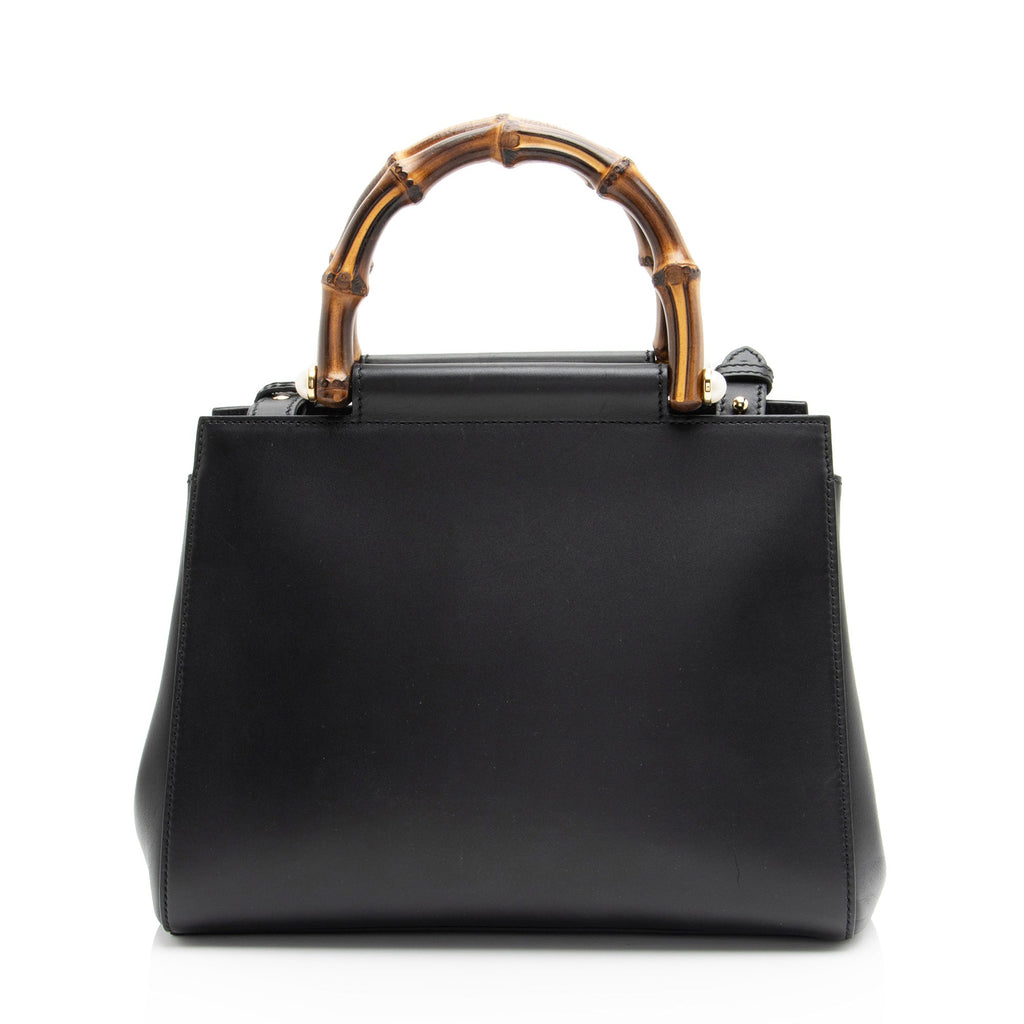 Gucci Leather Bamboo Nymphaea Small Top Handle (SHF-lcy8Sb)