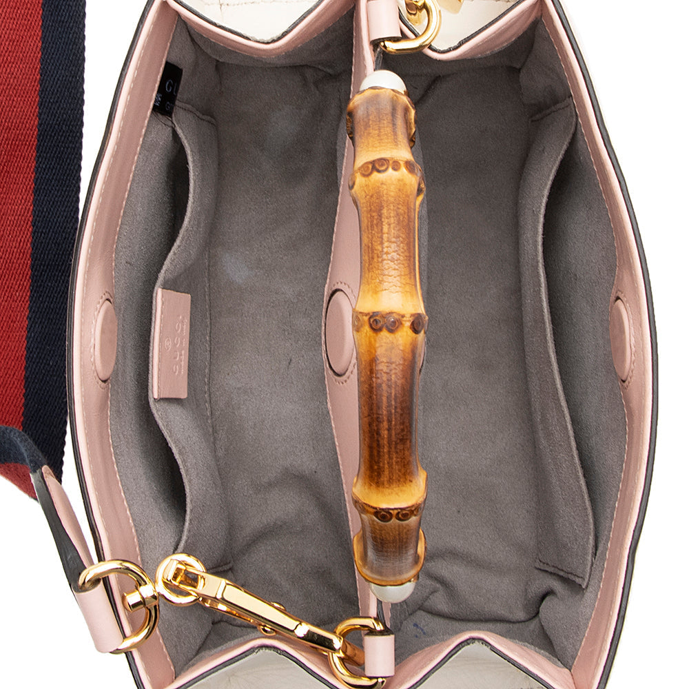 Gucci Leather Bamboo Nymphaea Top Handle Small Tote (SHF-20538)