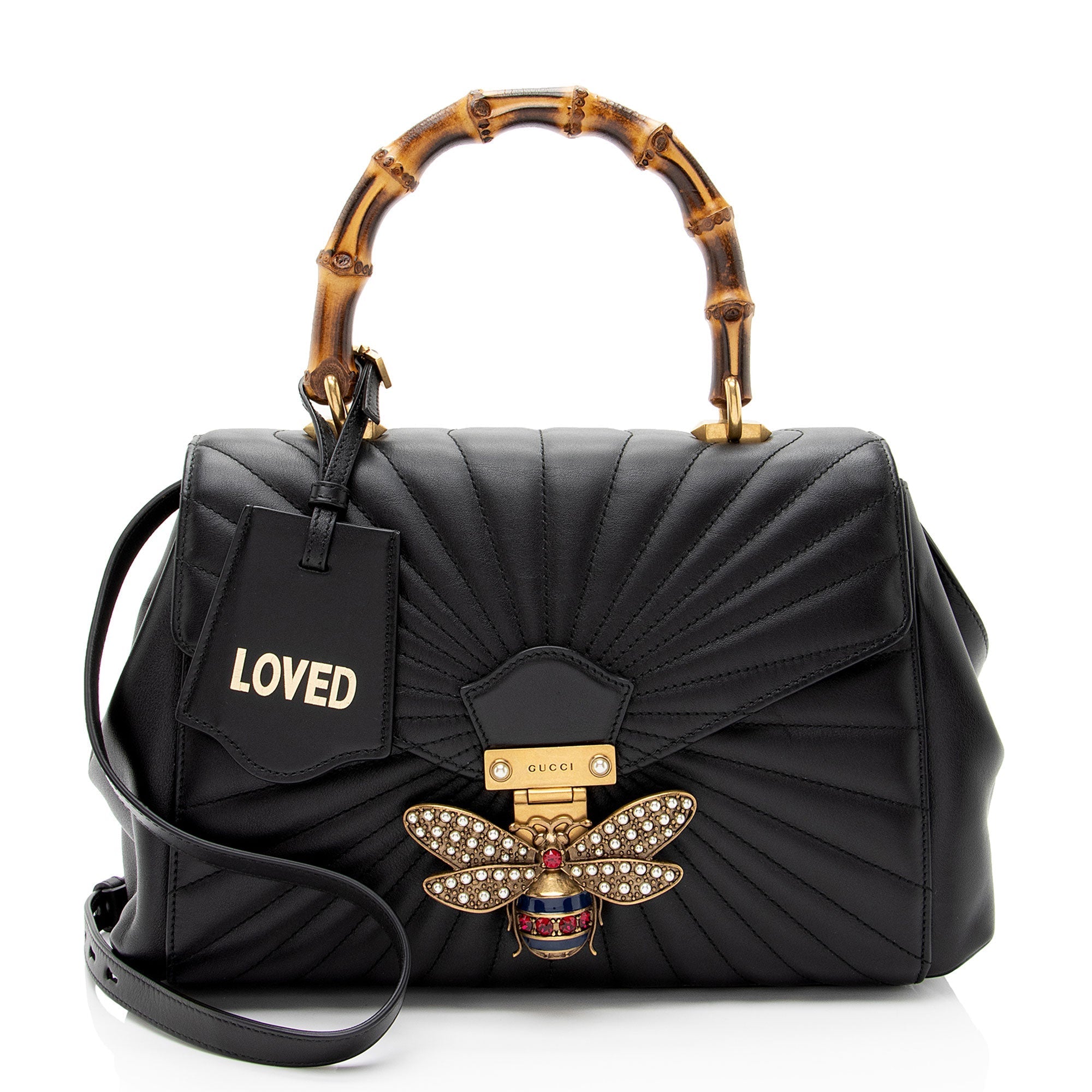 Gucci Leather Bamboo QueLB Margaret Top Handle