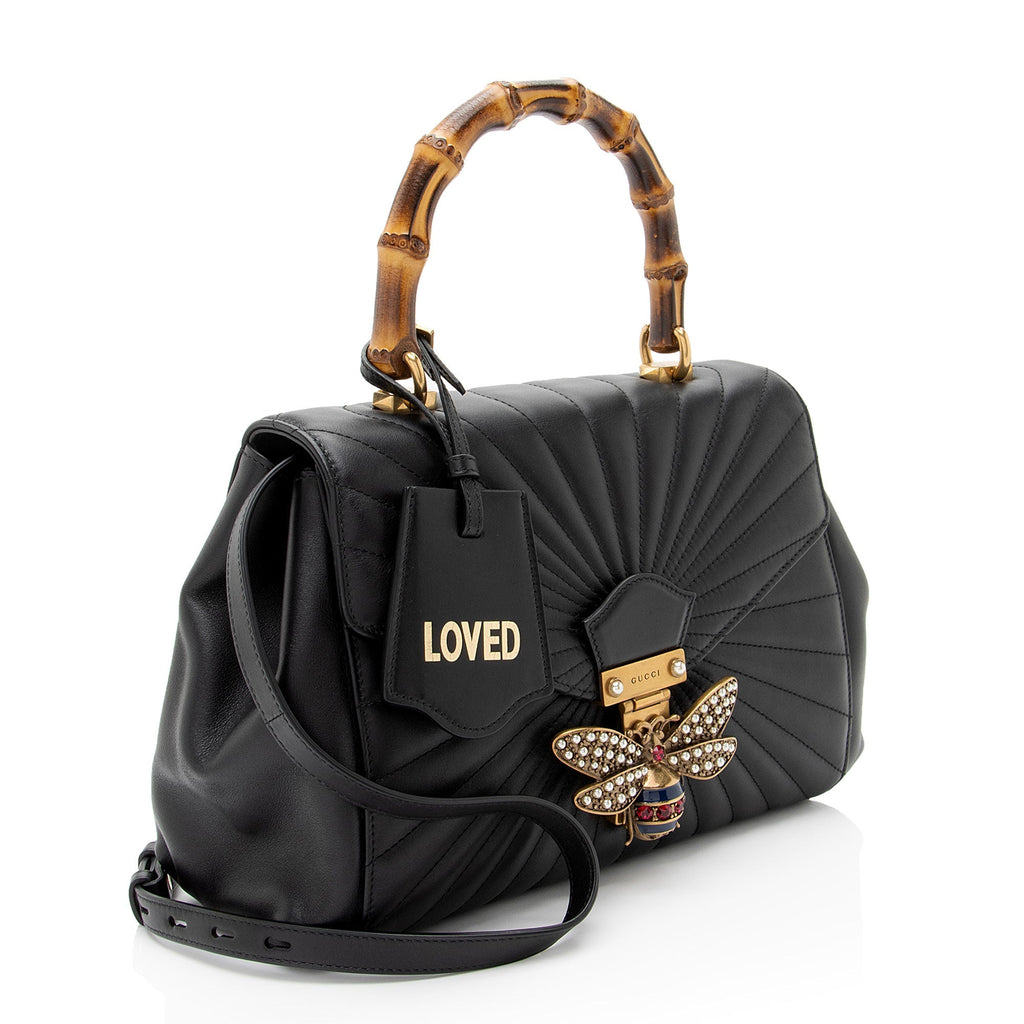 Gucci Leather Bamboo QueLB Margaret Top Handle