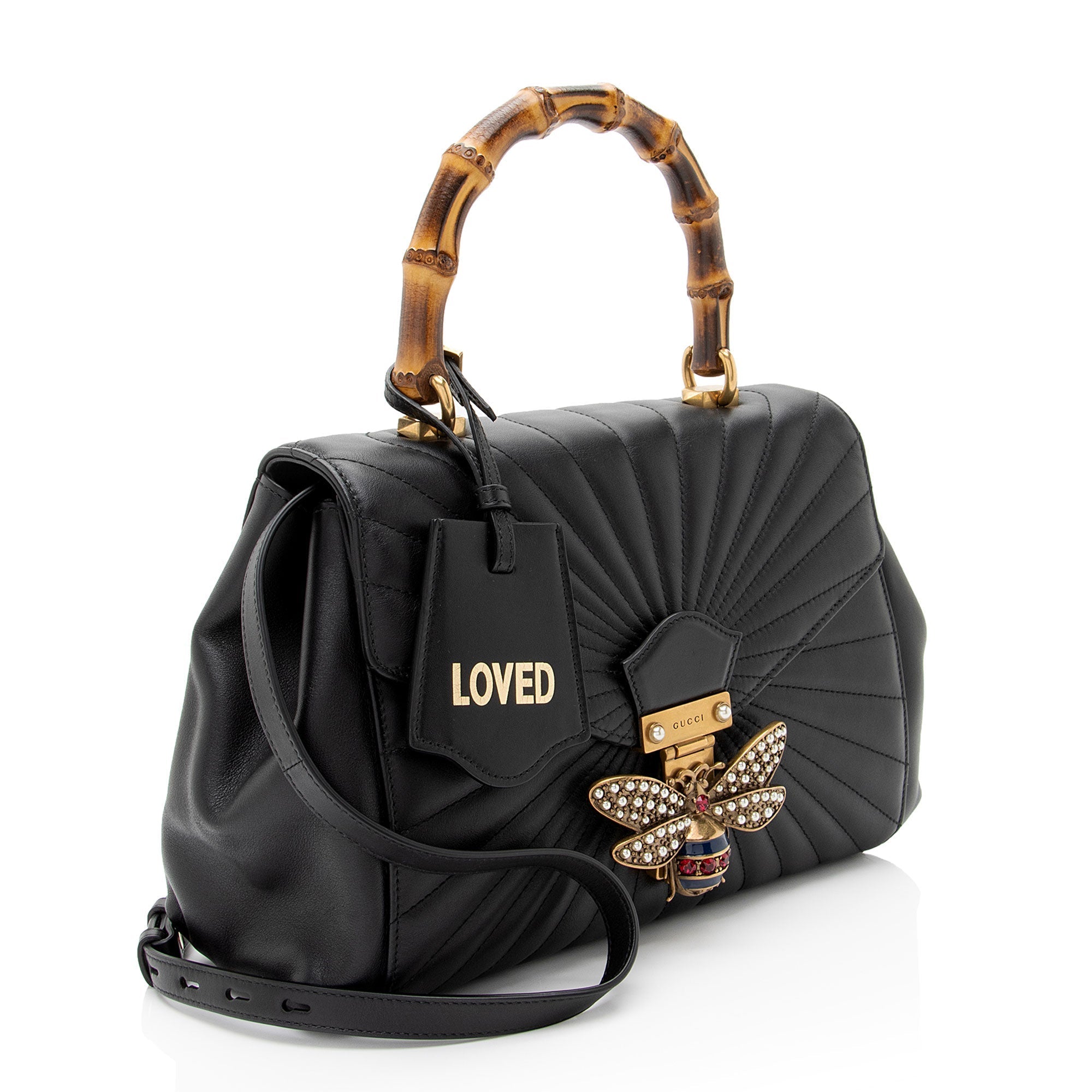 Gucci Leather Bamboo QueLB Margaret Top Handle