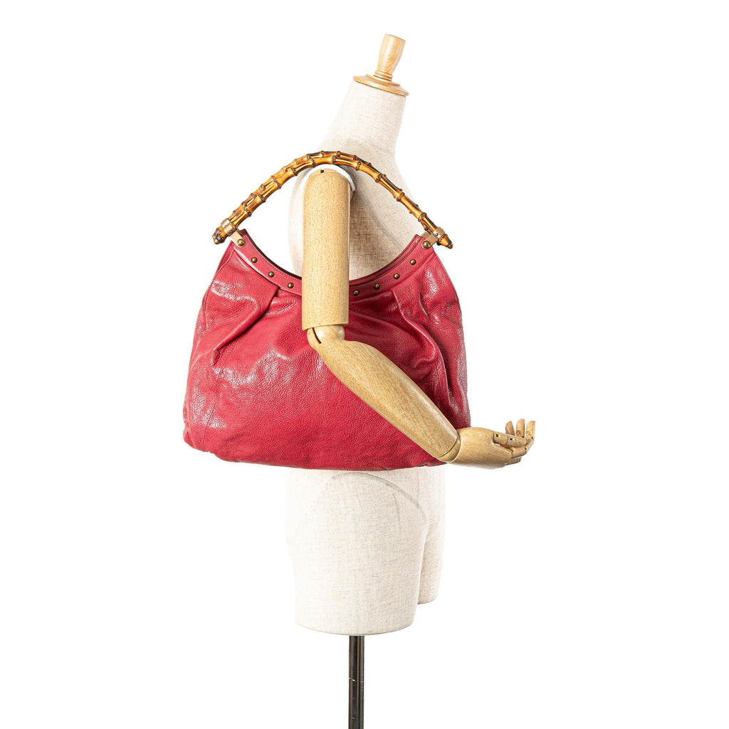 Gucci Leather Bamboo Studded Hobo