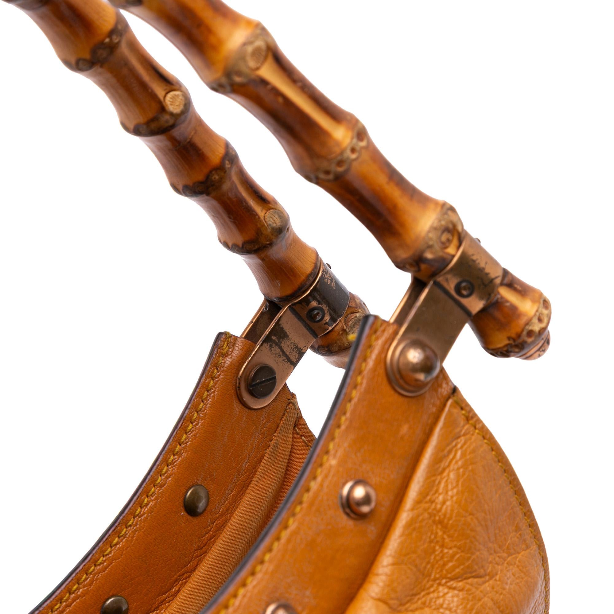 Gucci Leather Bamboo Studded Hobo