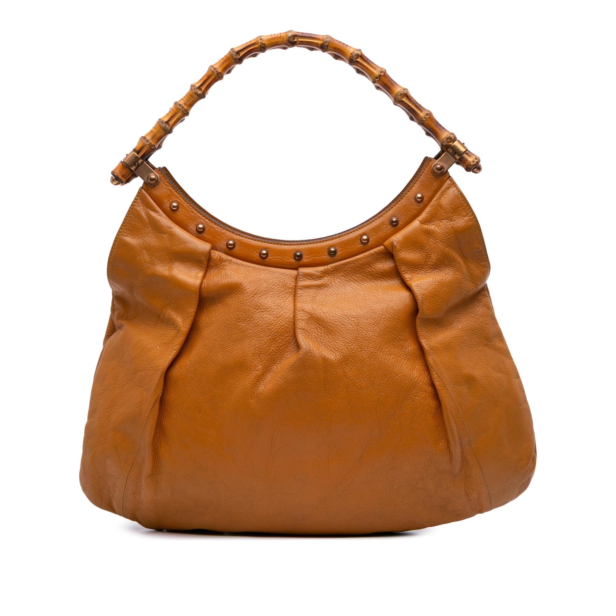 Gucci Leather Bamboo Studded Hobo