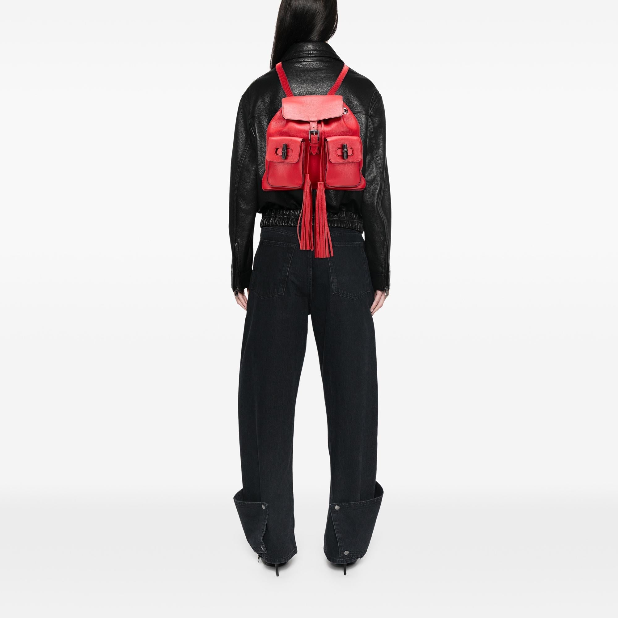 Gucci Leather Bamboo Tassel Backpack