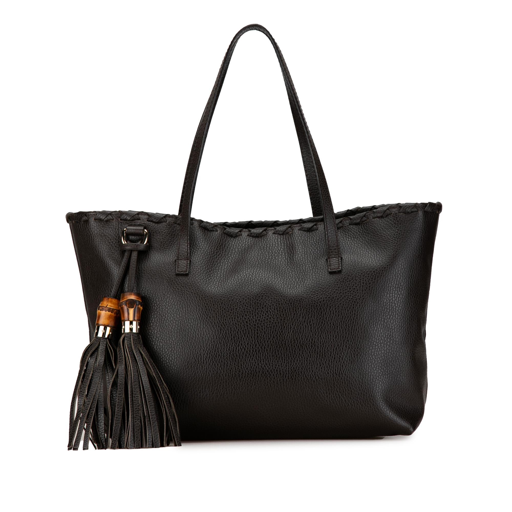Gucci Leather Bamboo Tassel Tote (SHG-JdskXP)