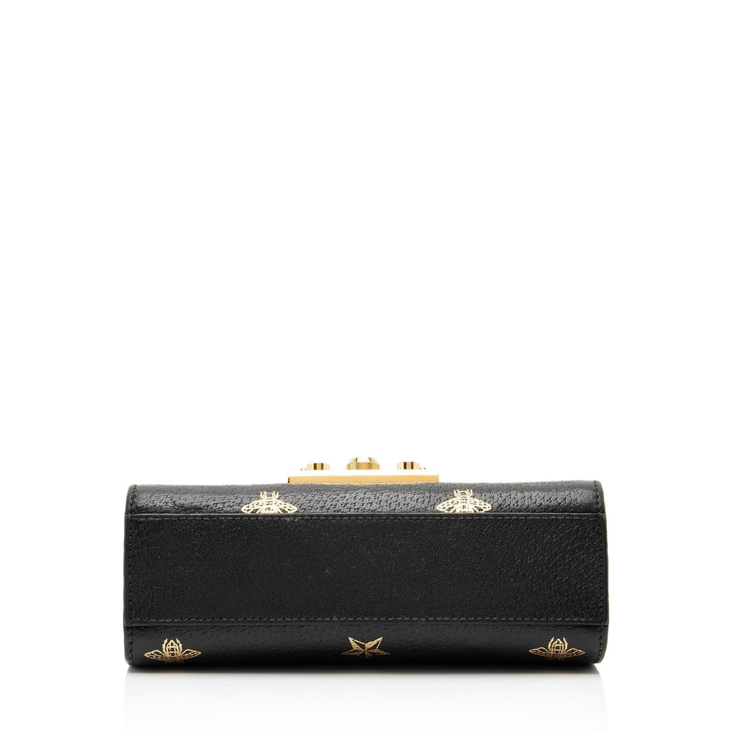 Gucci Leather Bee & Star Padlock Mini Shoulder Bag (SHF-23887)