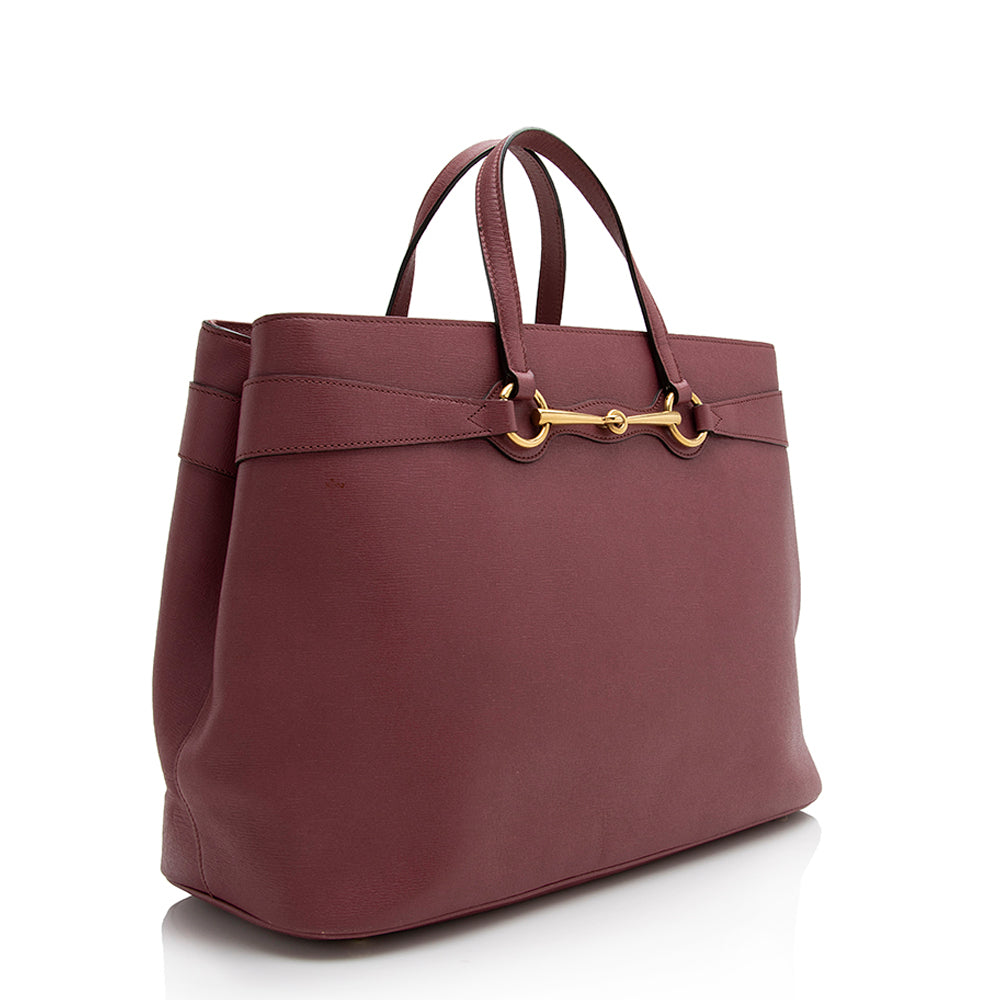 Gucci Leather Bright Bit Large Tote (SHF-21918)