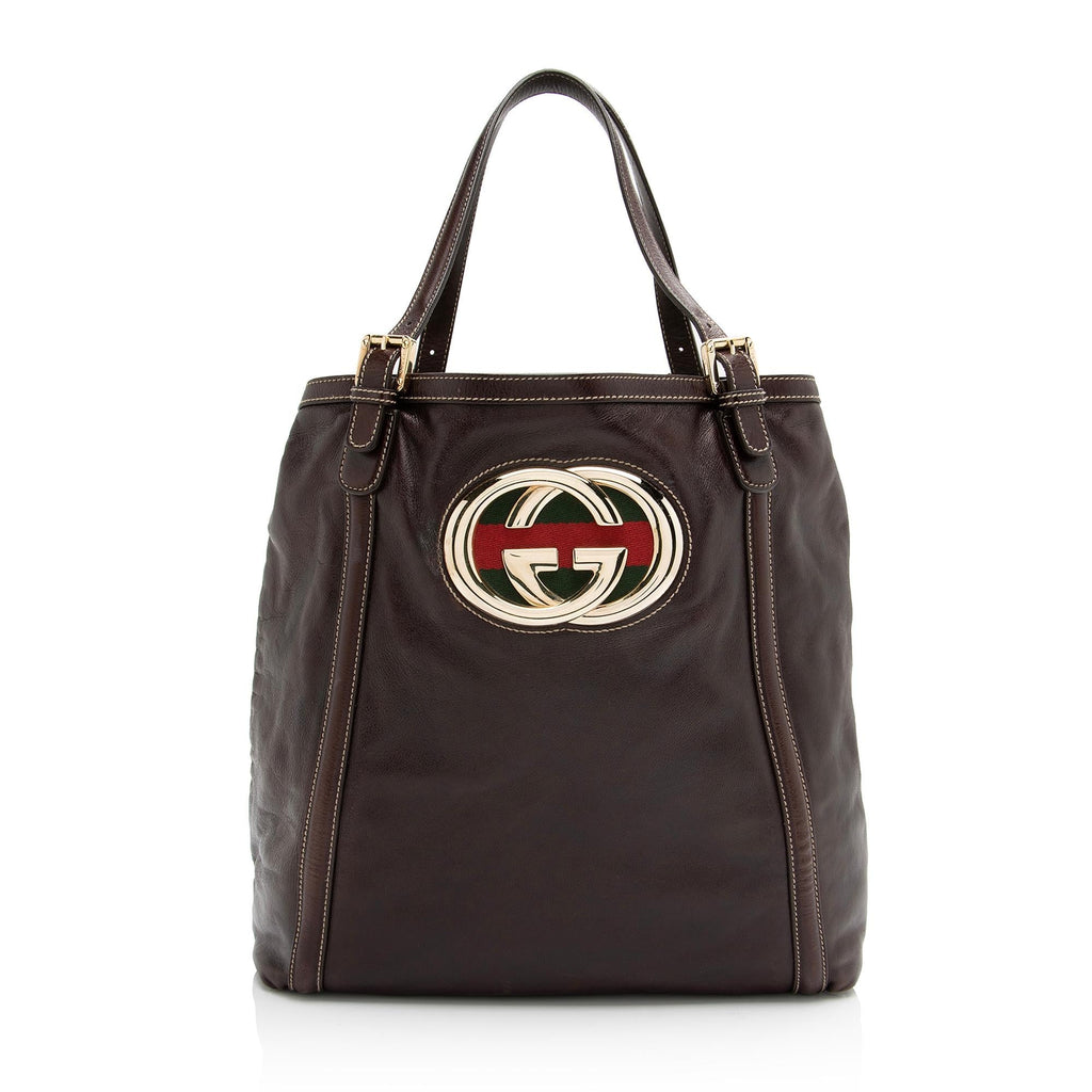 Gucci Leather Britt Large Tote (SHF-23095)