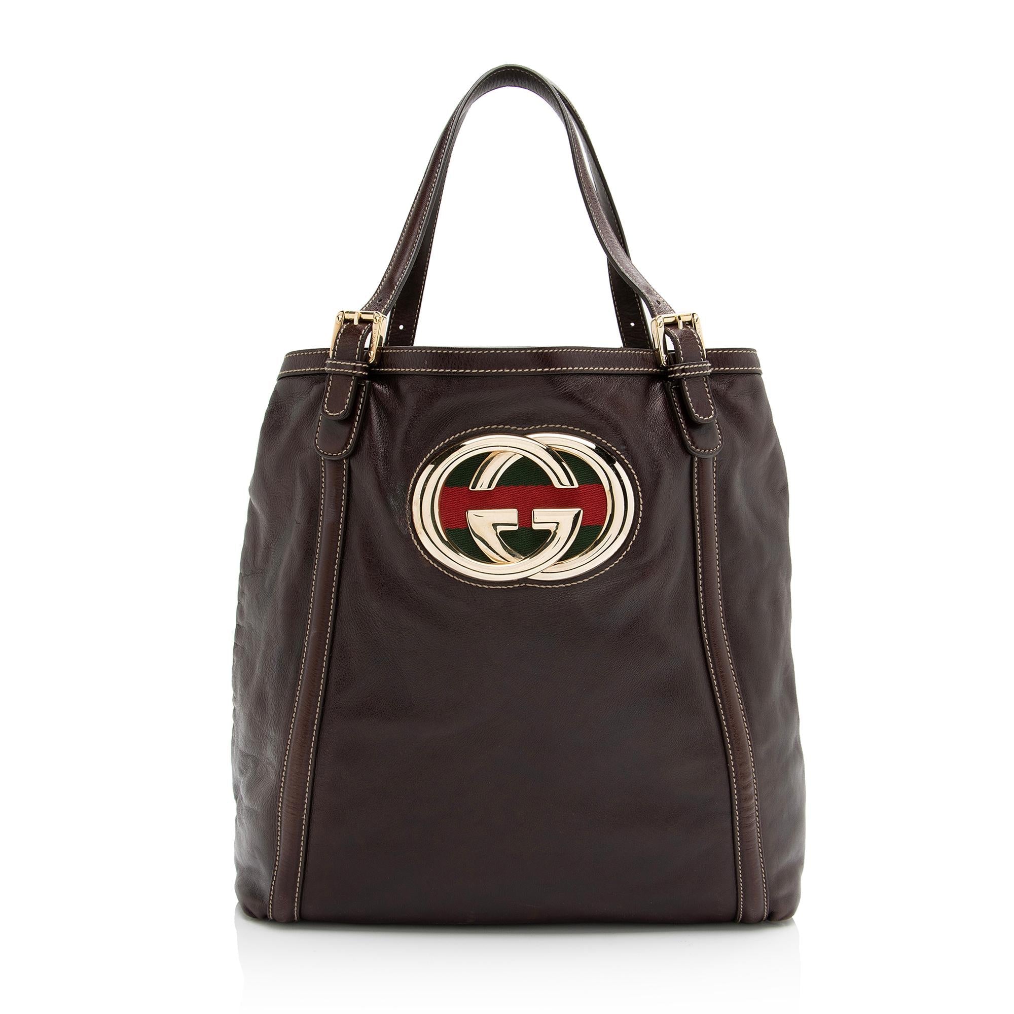 Gucci Leather Britt Large Tote (SHF-23095)