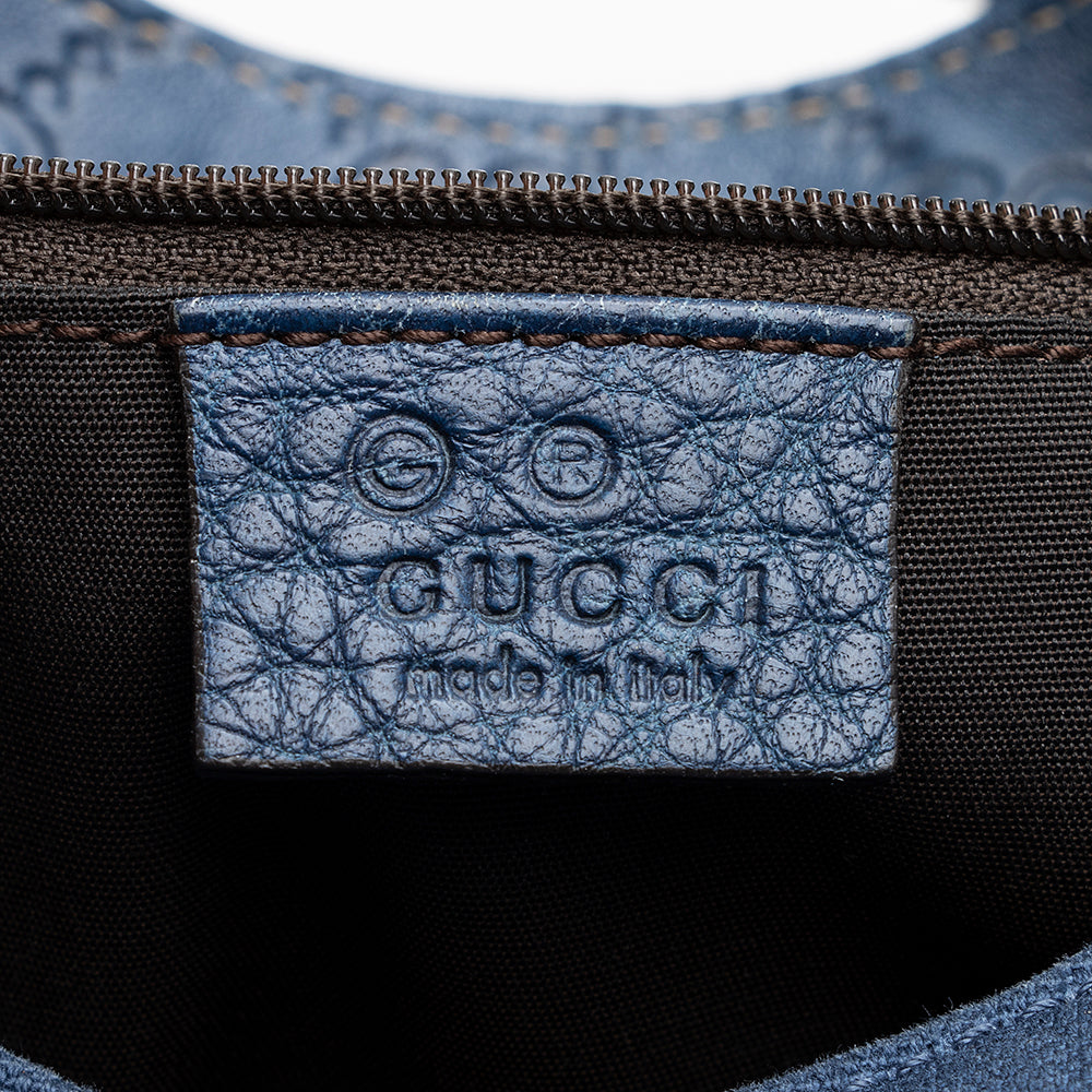 Gucci Leather Canvas Guccissima Hobo (SHF-19702)