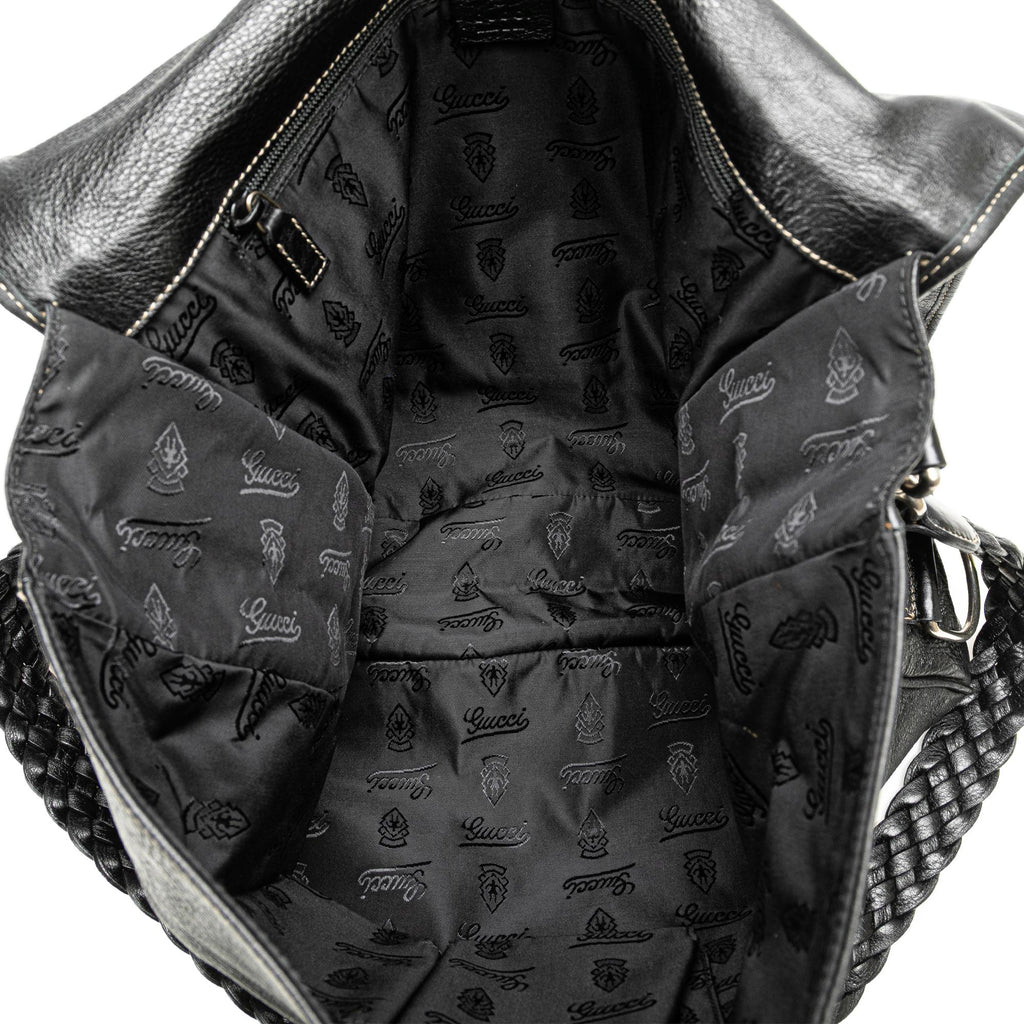 Gucci Leather Crest Chain Messenger Bag (SHG-FgBsnS)