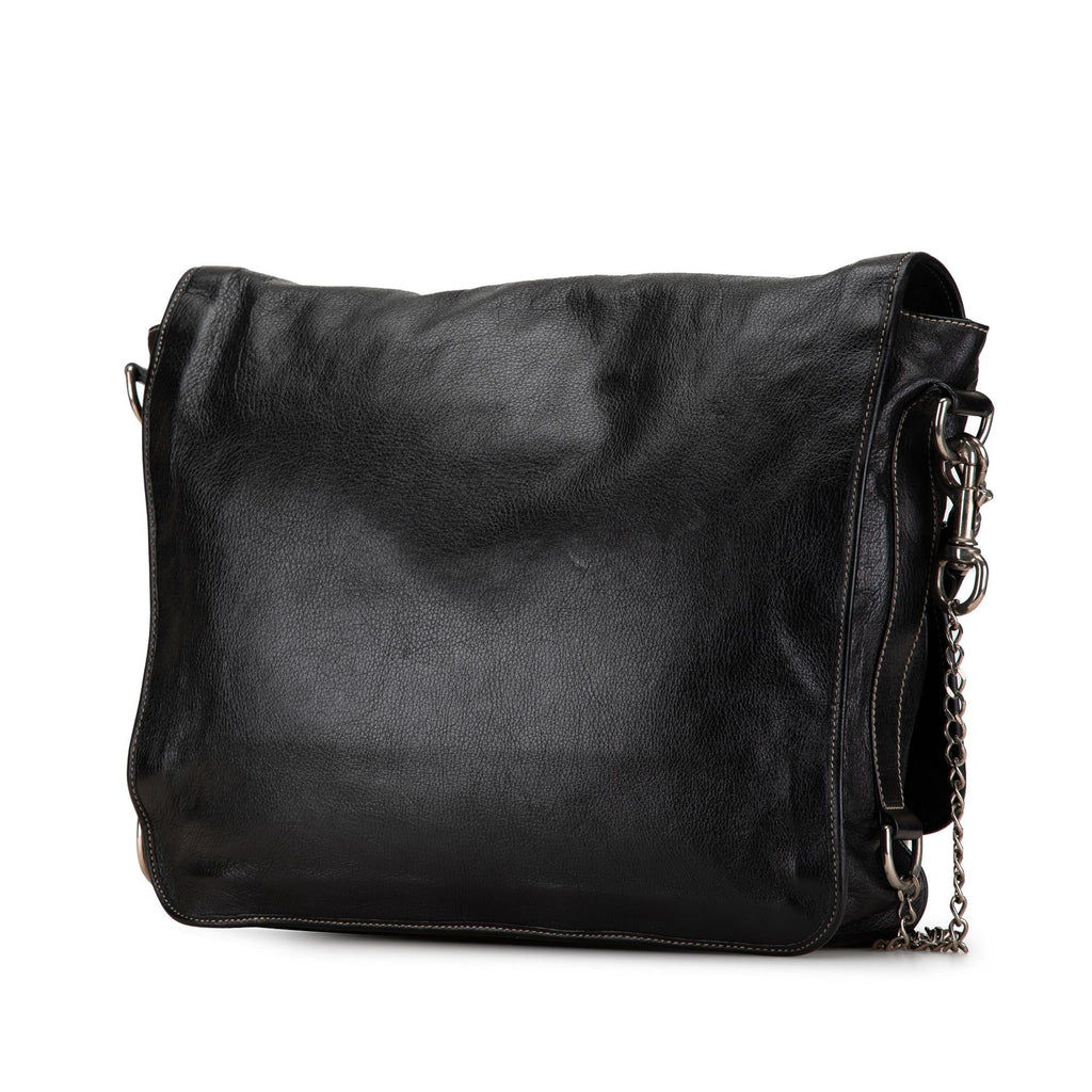Gucci Leather Crest Chain Messenger Bag (SHG-FgBsnS)