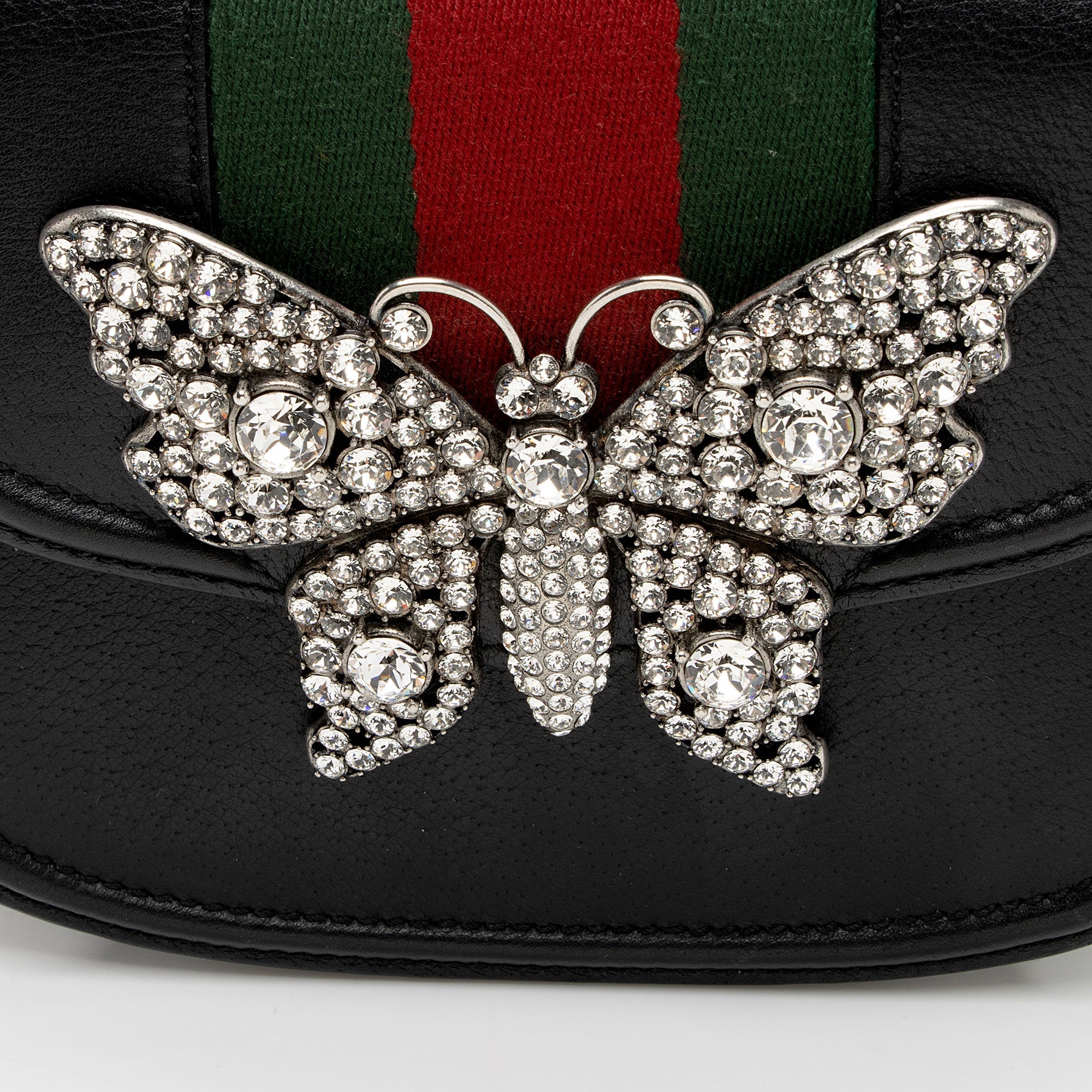 Gucci Leather Crystal Butterfly Linea Totem Small Crossbody (SHF-EzIHWx)