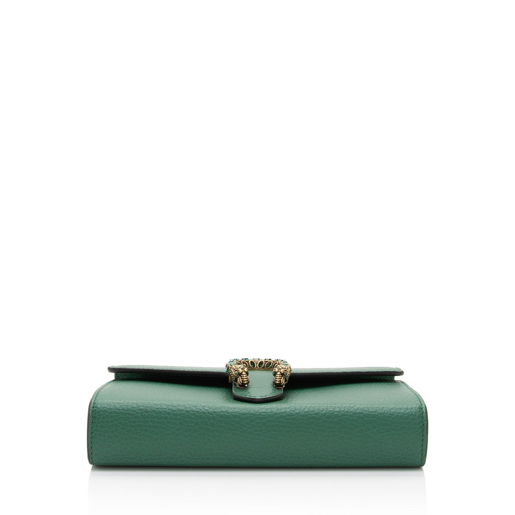 Gucci Leather Crystal Dionysus Chain Wallet (SHF-roOomv)