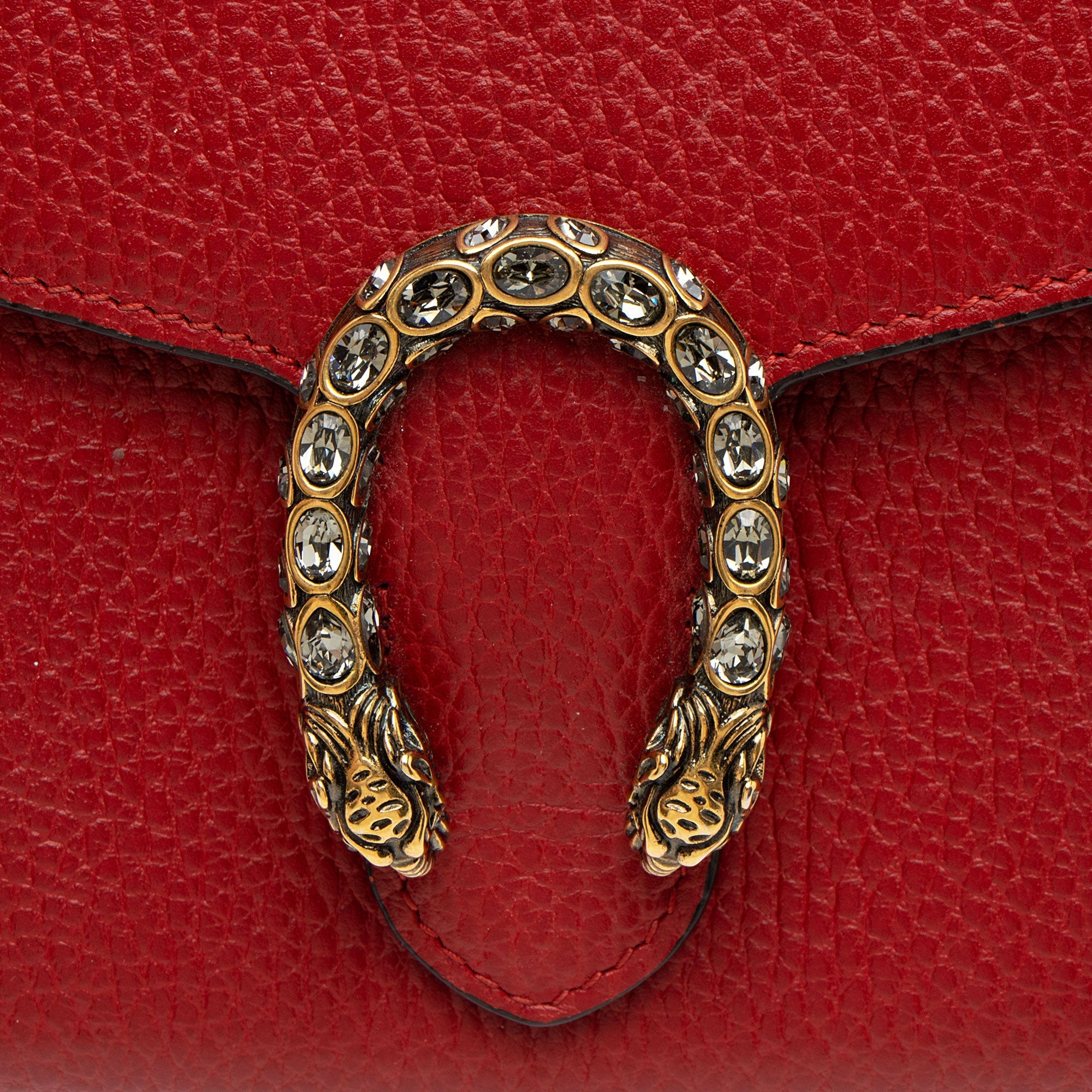 Gucci Leather Crystal Dionysus Chain Wallet