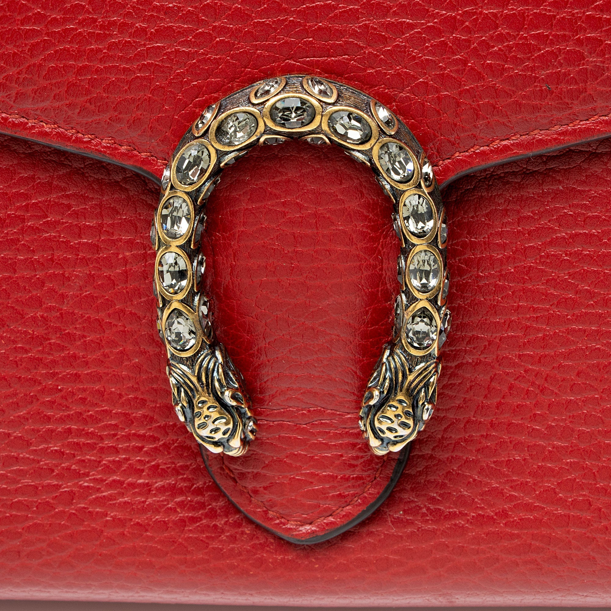 Gucci Leather Crystal Dionysus Chain Wallet