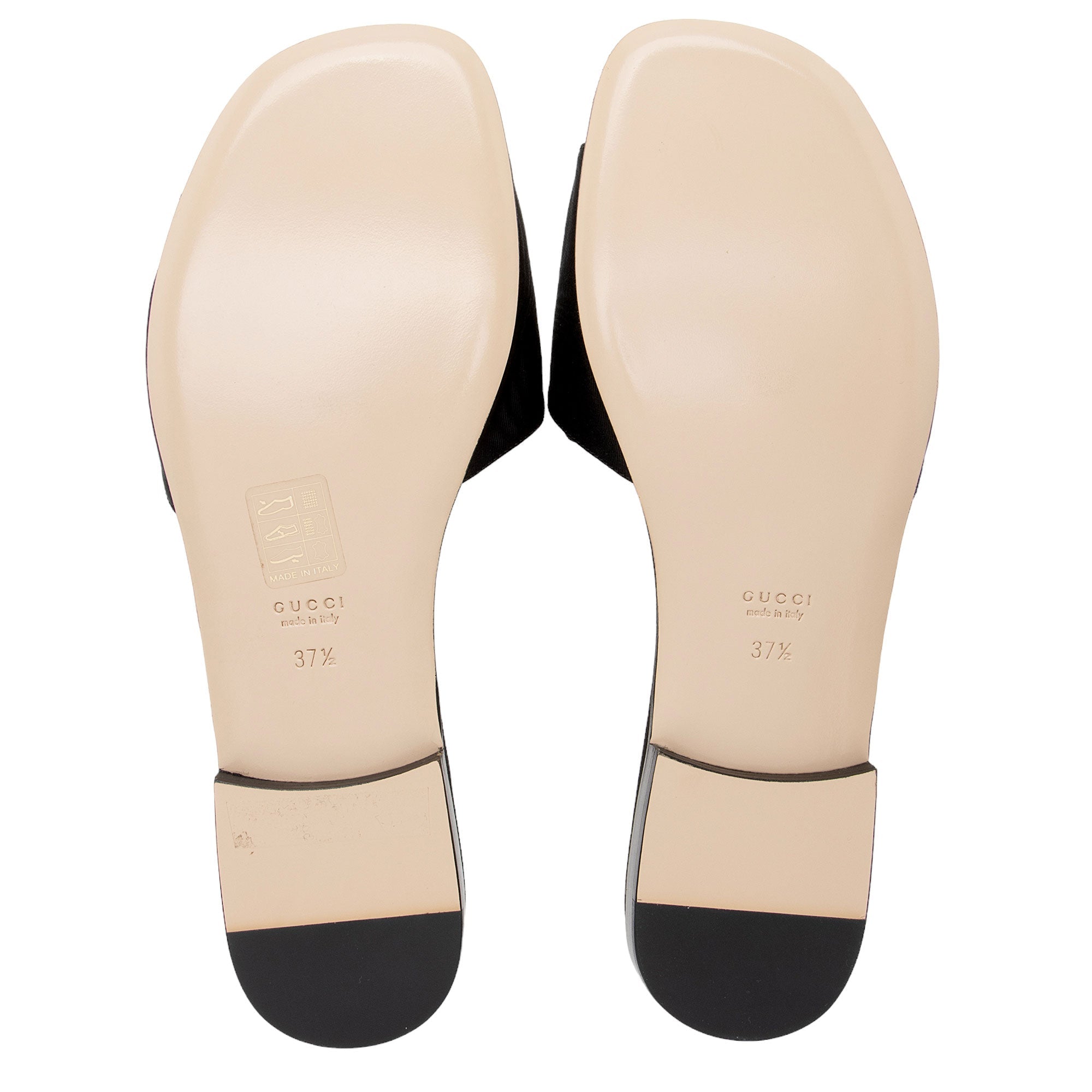 Gucci Leather Crystal G Madelyn Slide Sandals - Size 7.5 / 37.5 (SHF-PZAHJH)
