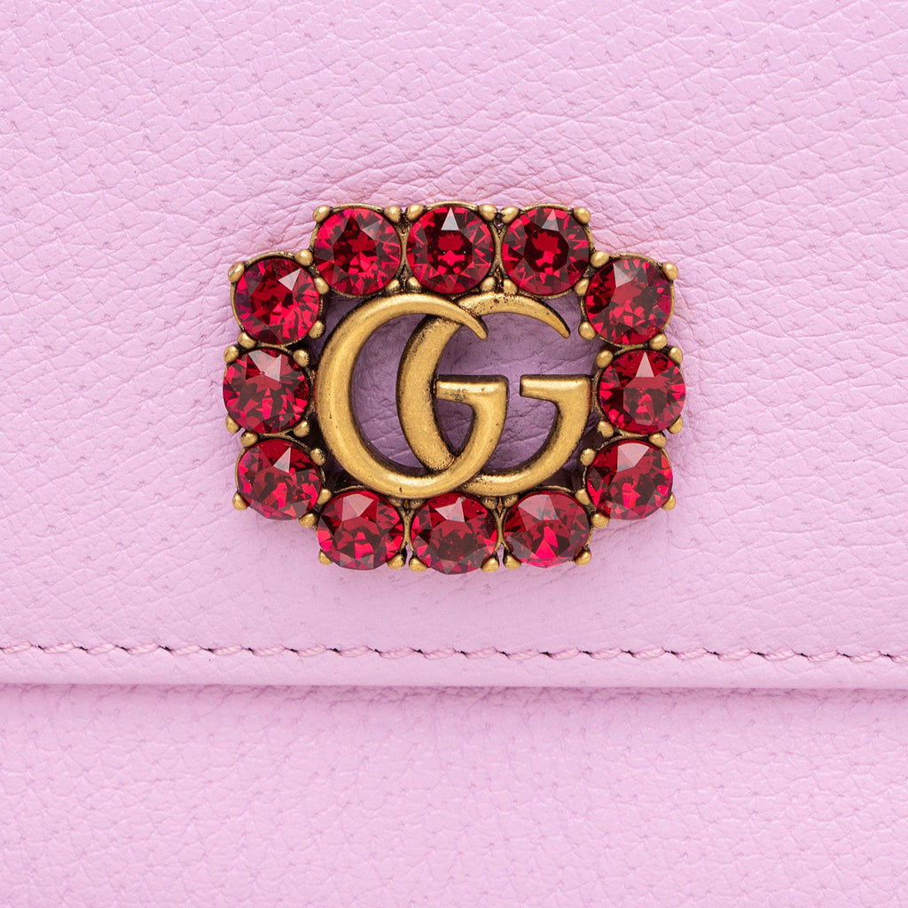 Gucci Leather Crystal GG Marmont ContinLBtal Wallet
