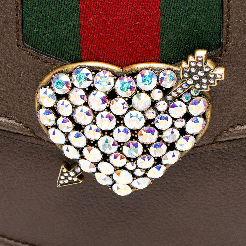 Gucci Leather Crystal Heart Linea Totem Small Crossbody