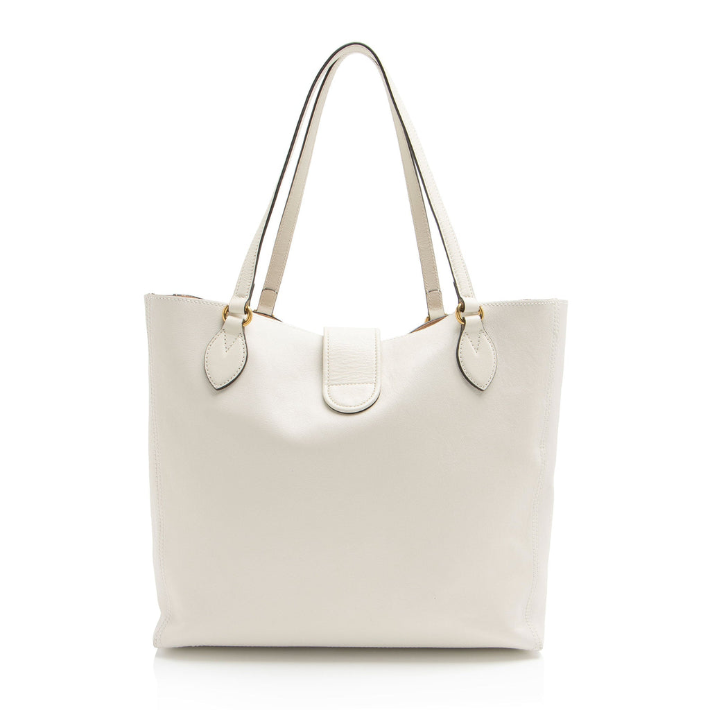 Gucci Leather Dahlia Medium Tote (SHF-l9vBxj)