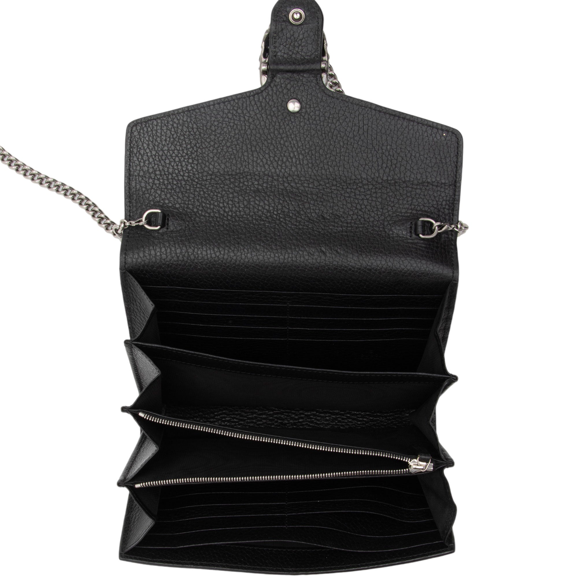 Gucci Leather Crystal Dionysus Chain Wallet (SHF-fJzaNK)