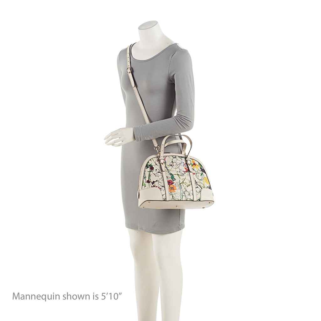 Gucci Leather Flora Nice Satchel (SHF-5DGwQW)