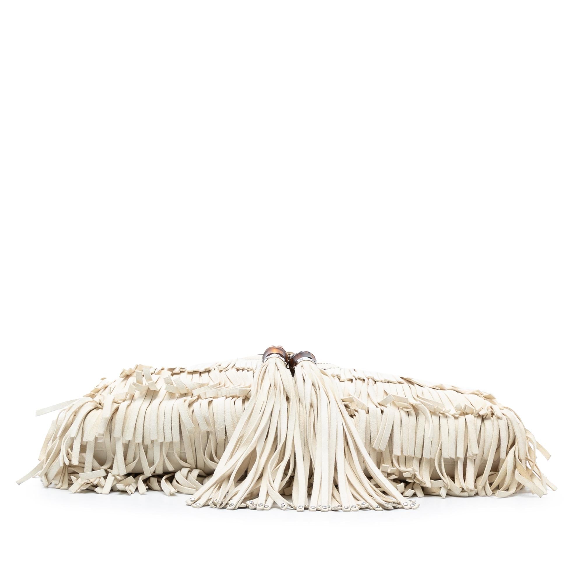 Gucci Leather Fringe Bamboo Tassel Shoulder Bag