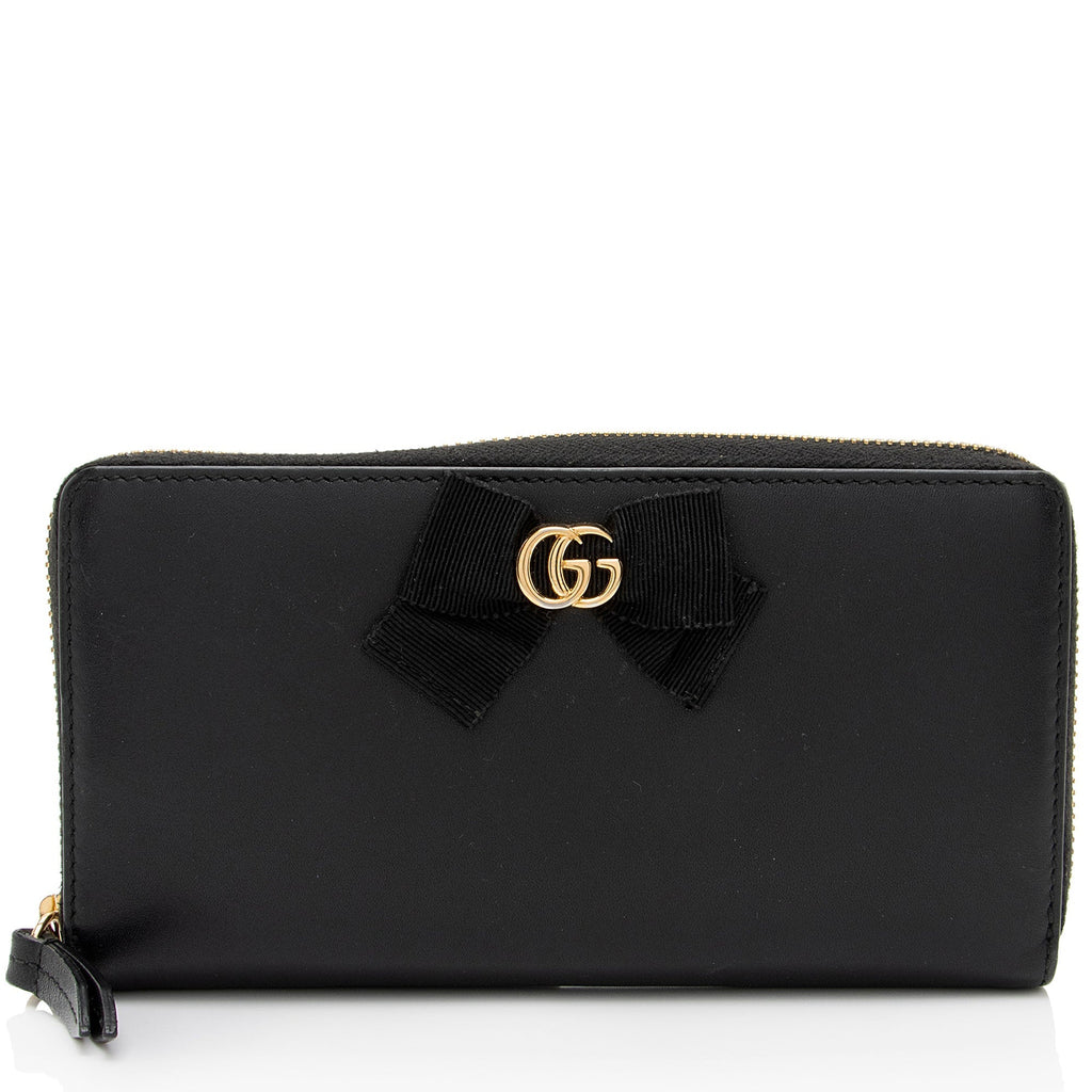 Gucci Leather GG Bow Zip Around Wallet (SHF-fr8dTS)