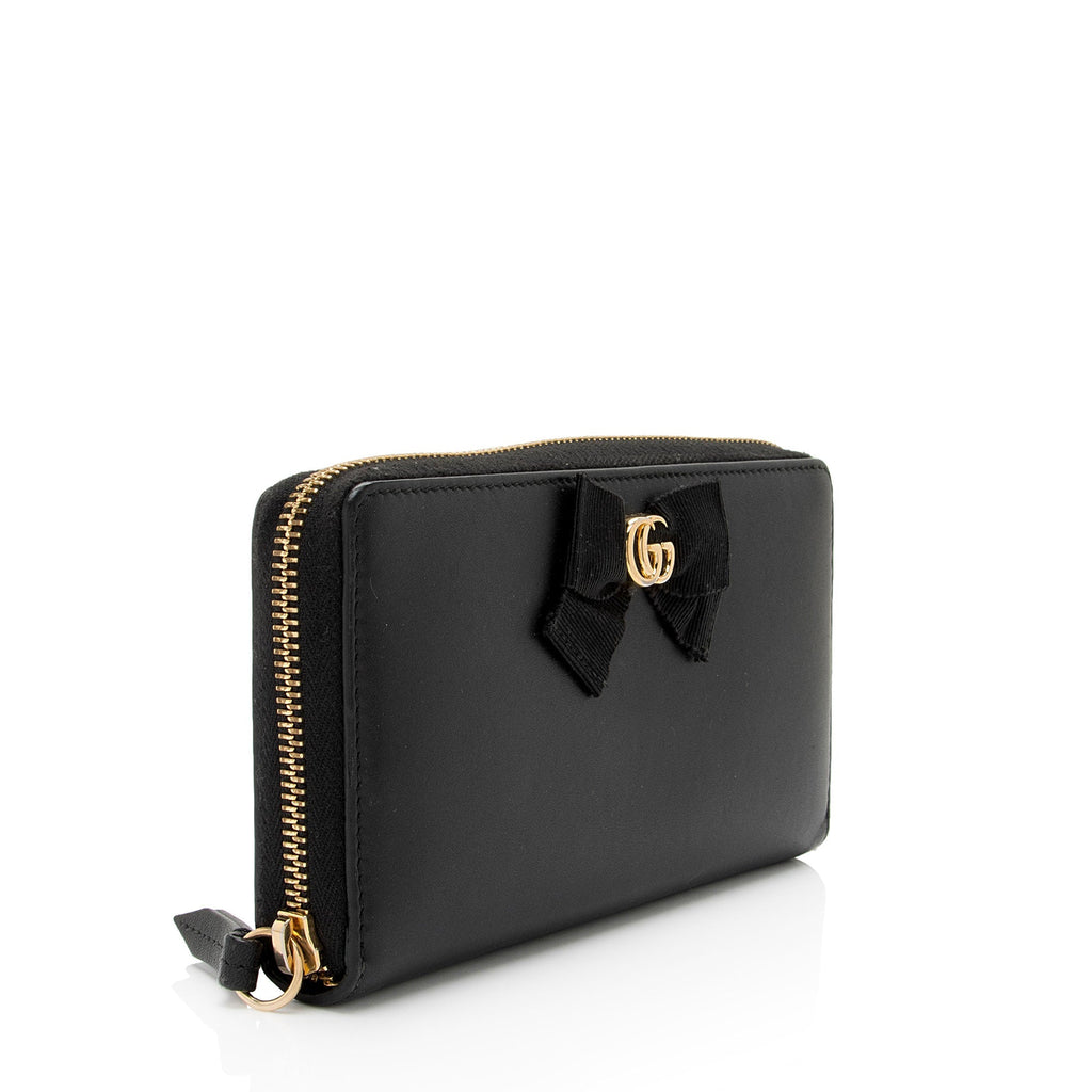 Gucci Leather GG Bow Zip Around Wallet (SHF-fr8dTS)