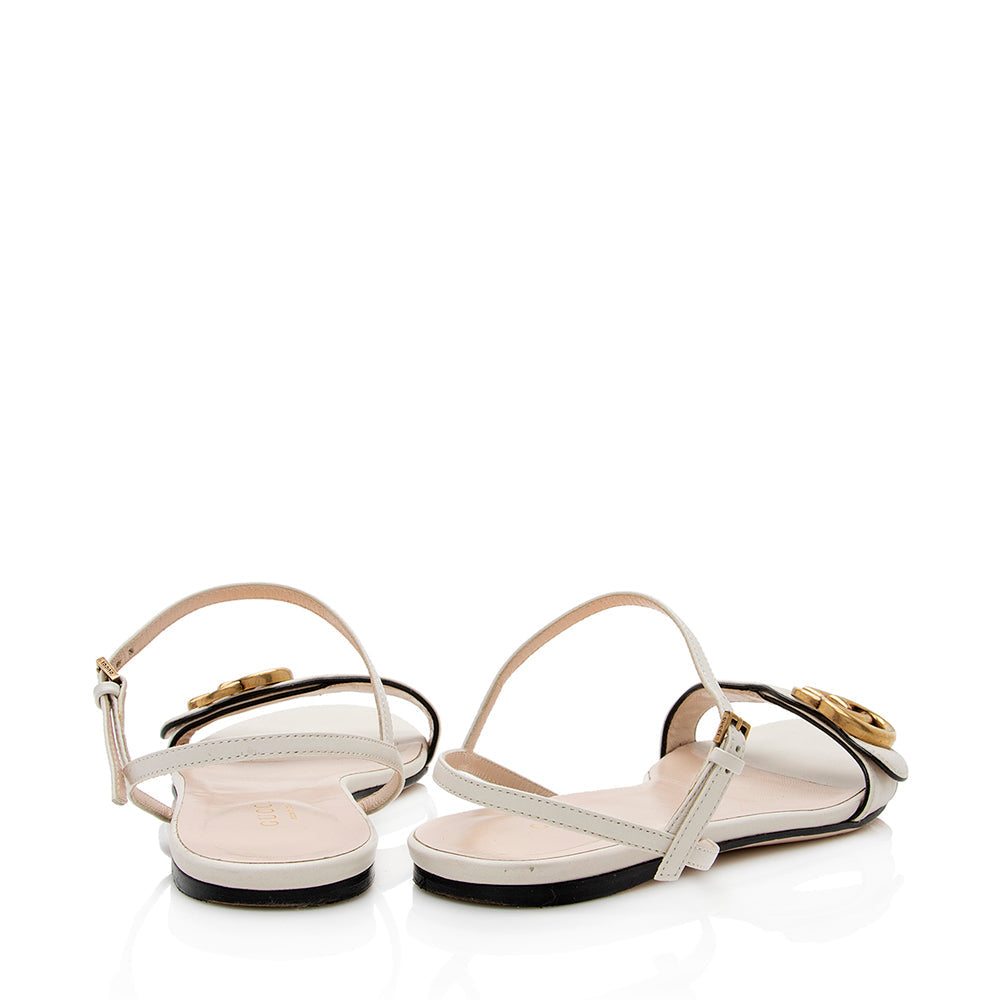 Gucci Leather Gucci Marmont Ankle Wrap Flat Sandals - Size 6.5 / 36.5 (SHF-20686)