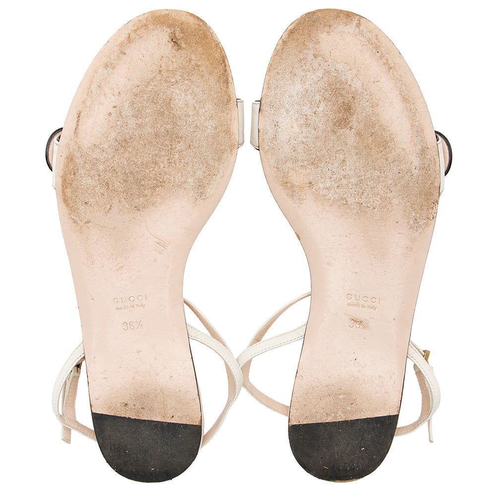 Gucci Leather Gucci Marmont Ankle Wrap Flat Sandals - Size 6.5 / 36.5 (SHF-20686)