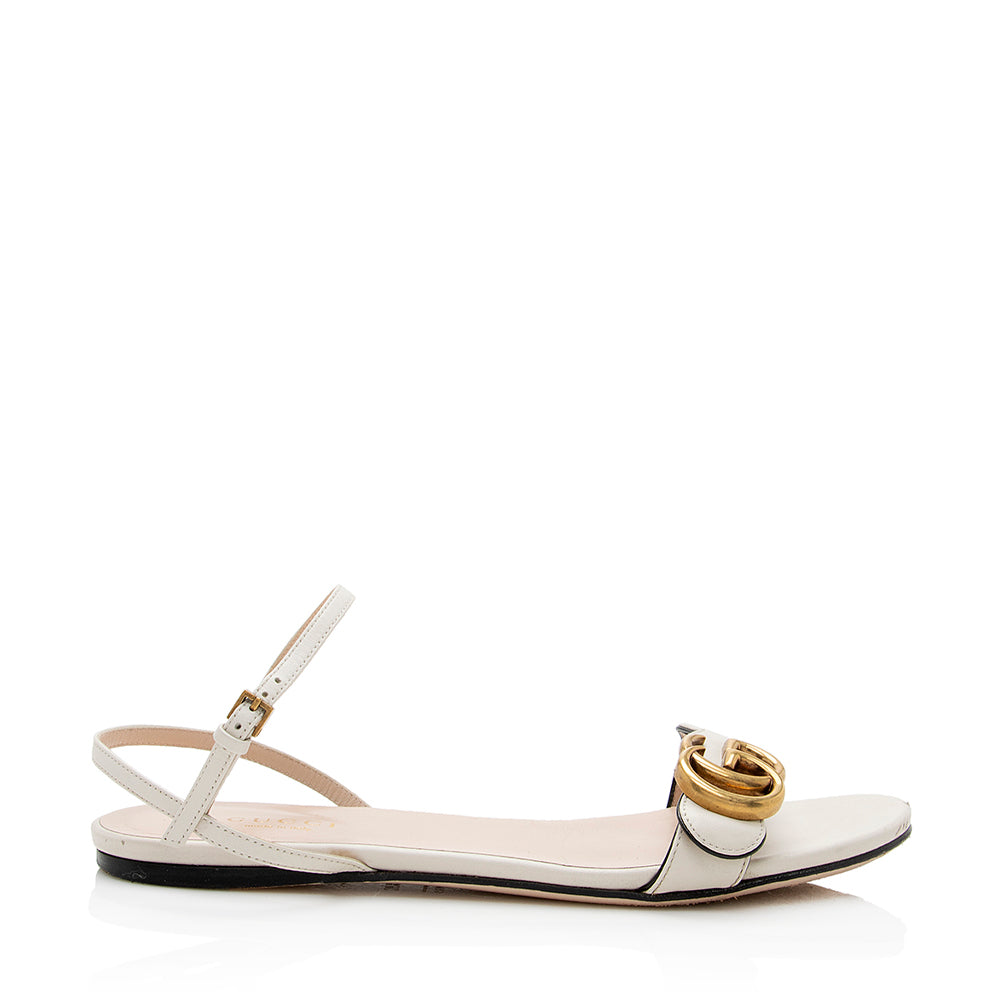 Gucci Leather Gucci Marmont Ankle Wrap Flat Sandals - Size 6.5 / 36.5 (SHF-20686)