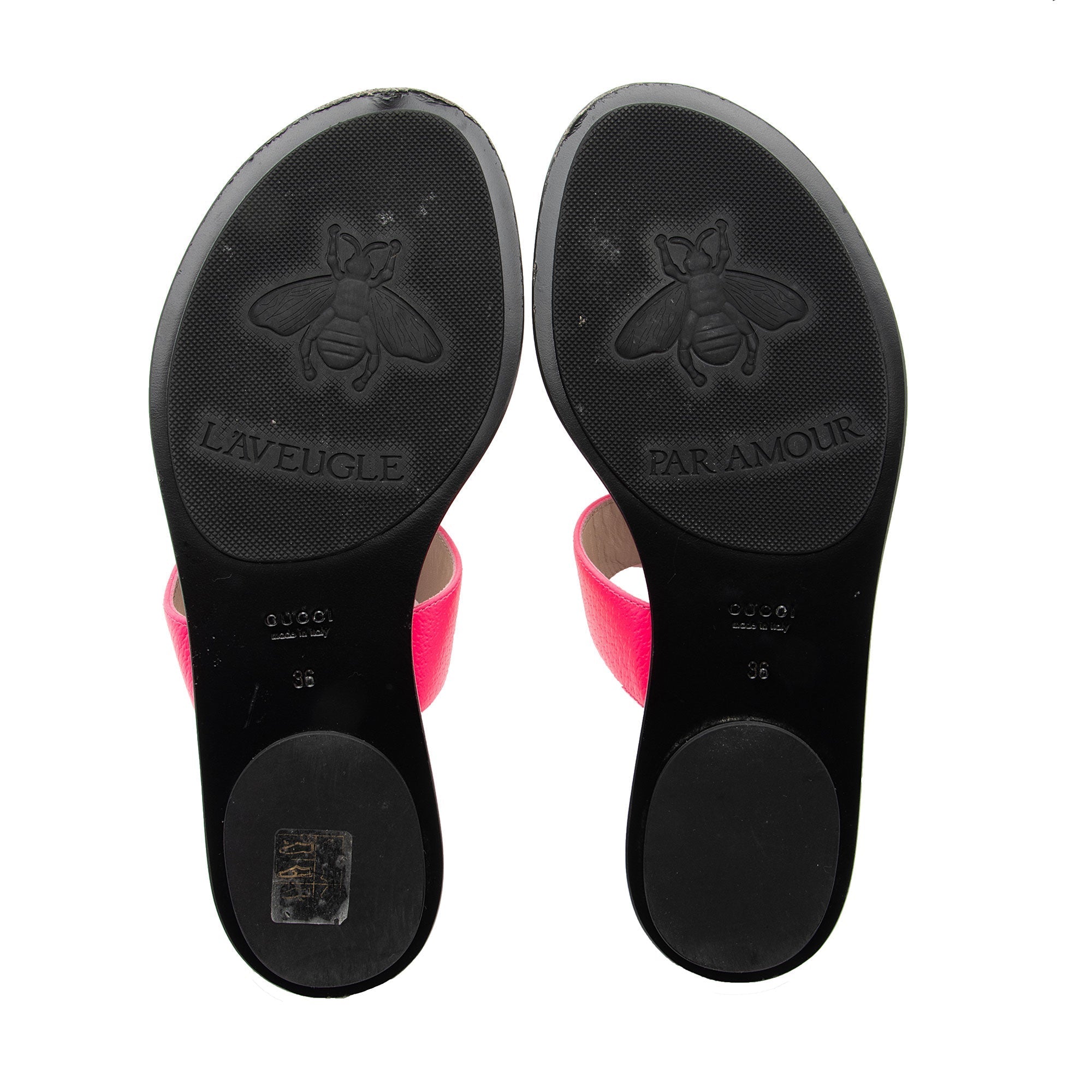 Gucci Leather GG Marmont T Strap Sandals - Size 6 / 36 (SHF-MHM08Q)