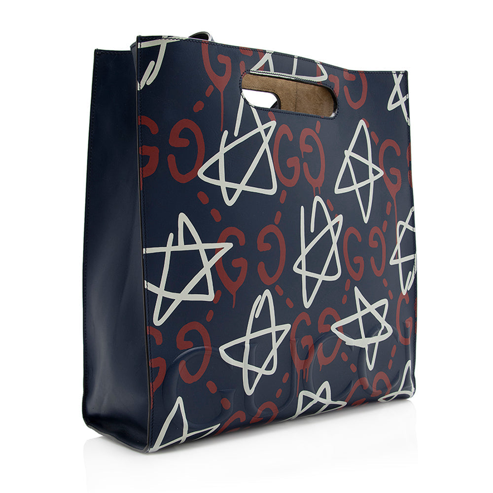 Gucci Leather Ghost Medium Tote (SHF-21316)