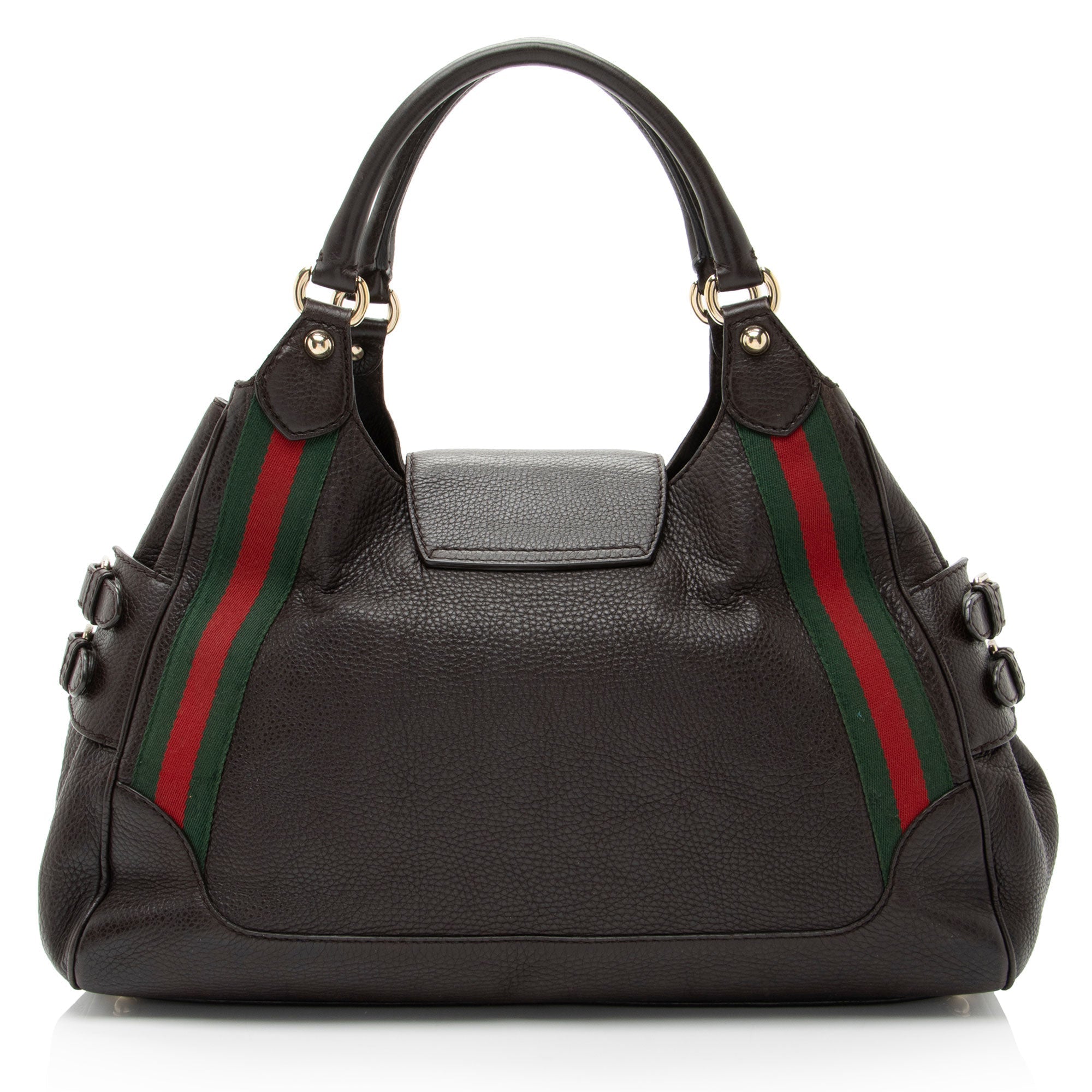 Gucci Leather Heritage Web Buckle Medium Satchel