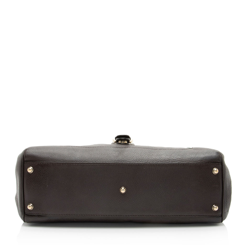 Gucci Leather Heritage Web Buckle Medium Satchel