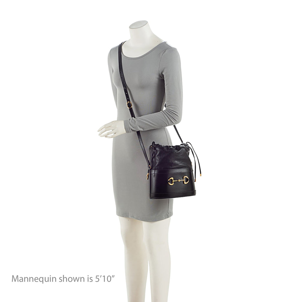 Gucci Leather Horsebit 1955 Drawstring Bucket Bag (SHF-gQJSRI)