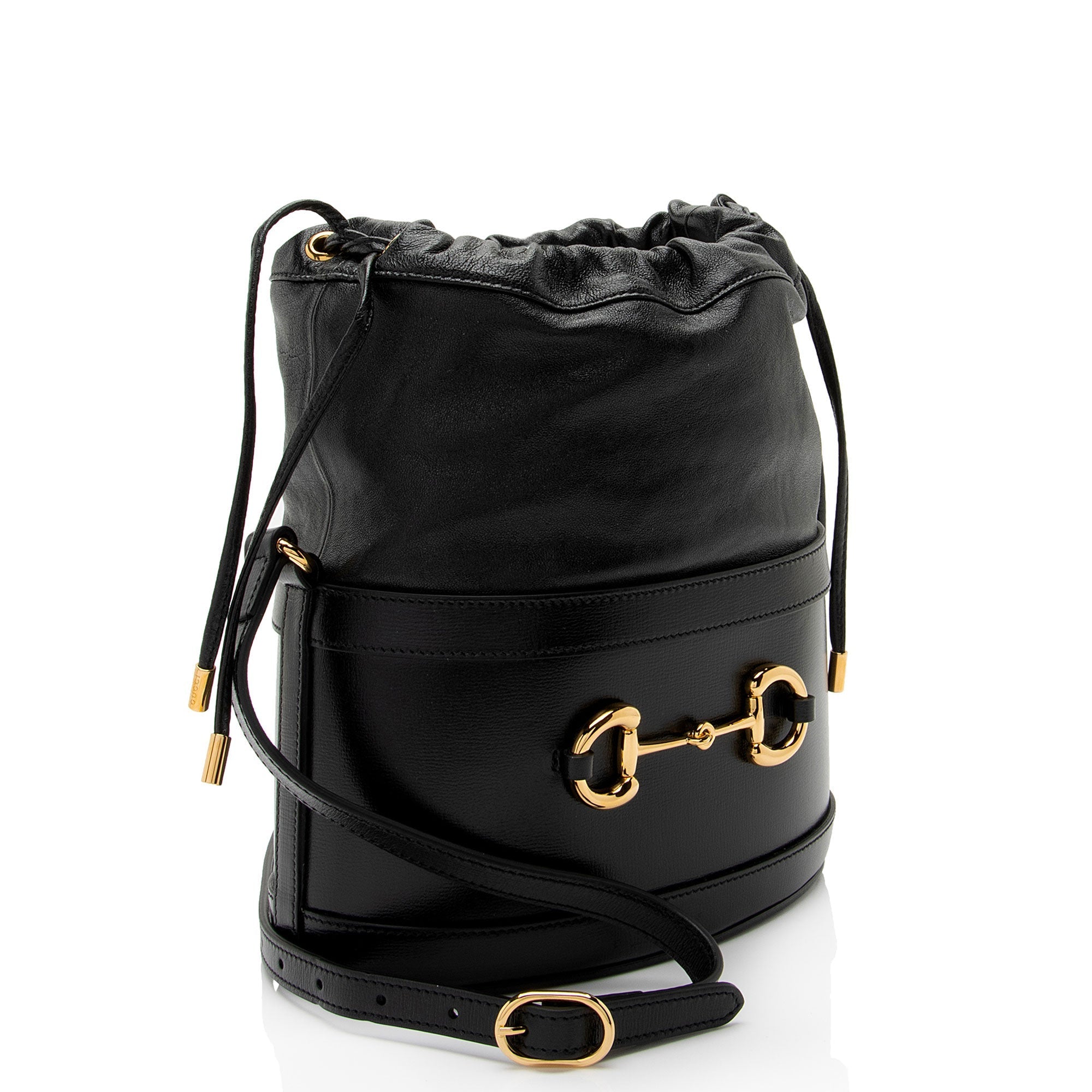 Gucci Leather Horsebit 1955 Drawstring Bucket Bag (SHF-gQJSRI)