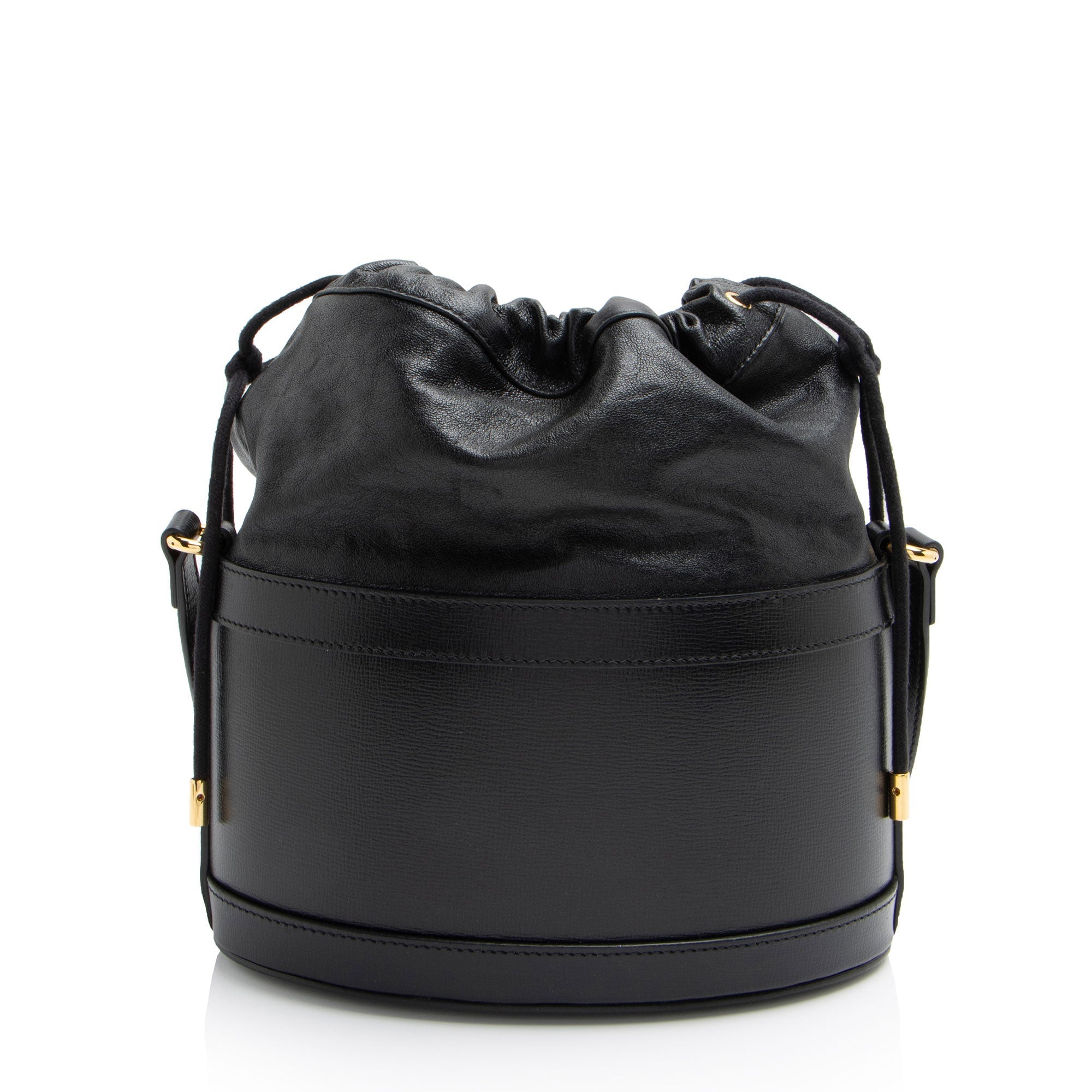 Gucci Leather Horsebit 1955 Drawstring Bucket Bag (SHF-LUUWQJ)