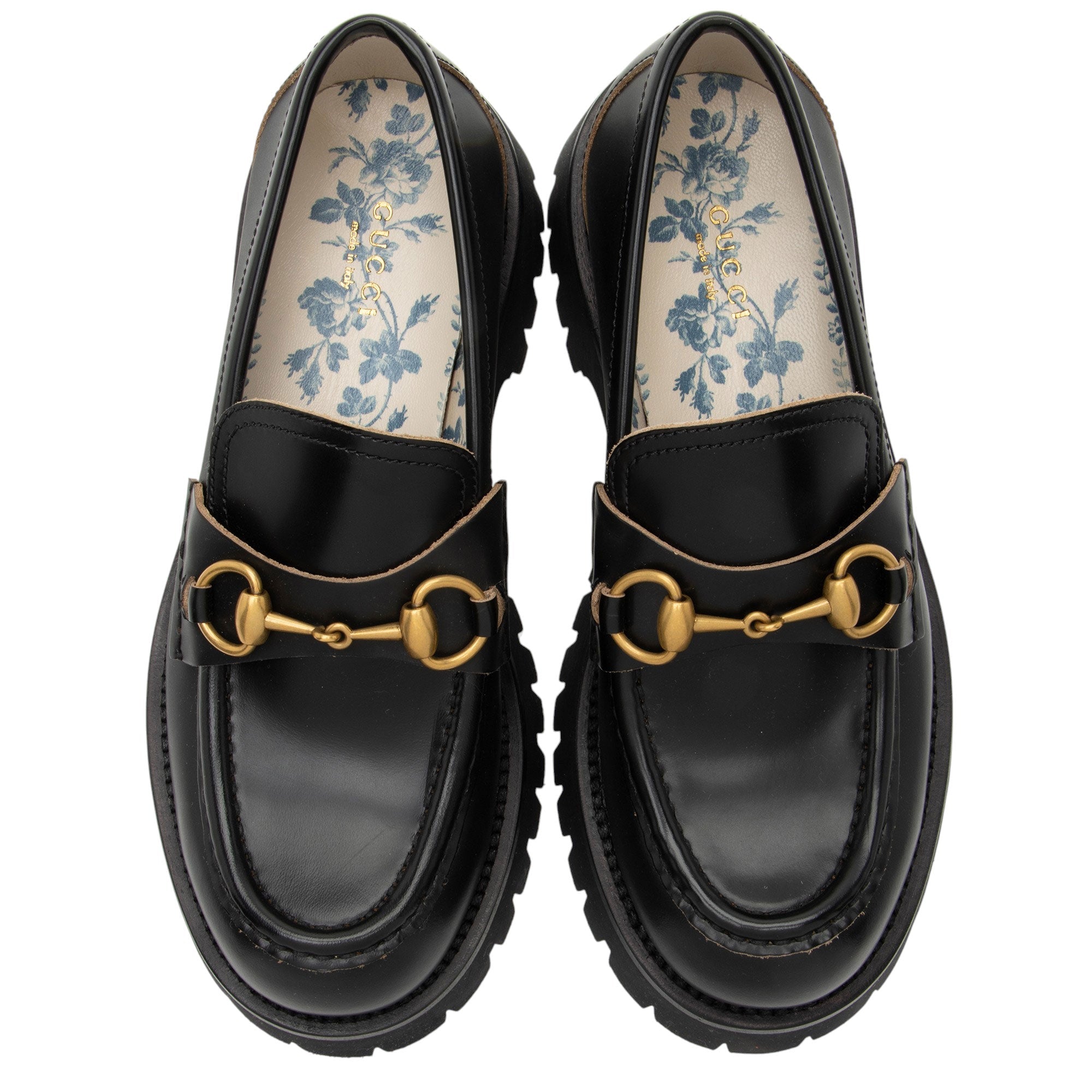 Gucci Leather Horsebit Lug Sole Loafers - Size 7 / 37