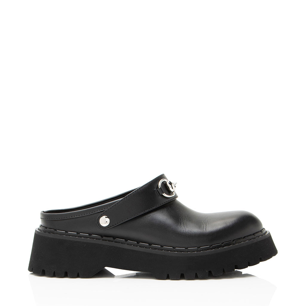 Gucci Leather Horsebit Loafer Mules - Size 9.5 / 39.5