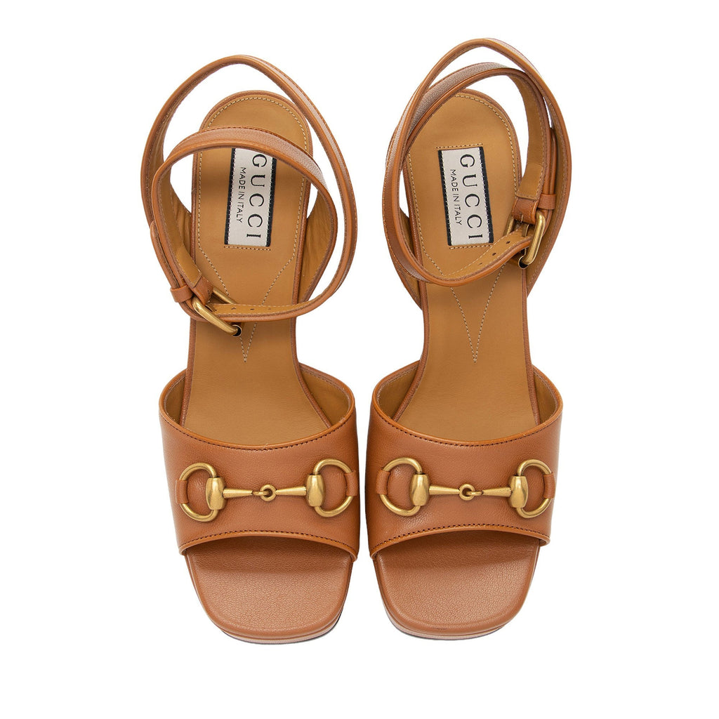 Gucci Leather Horsebit Platform Sandals - Size 7 / 37 (SHF-kafH0y)