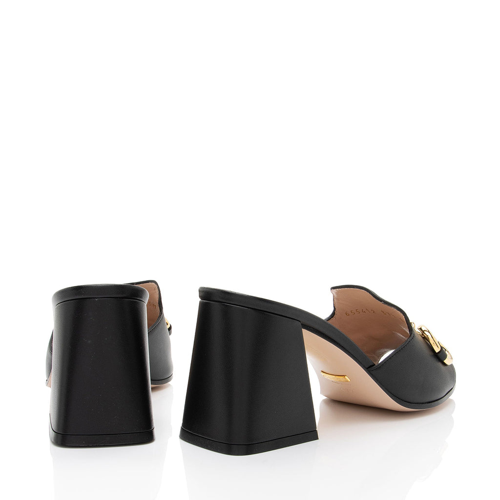 Gucci Leather Horsebit Slide Sandals - Size 7.5 / 37.5 (SHF-437r5u)