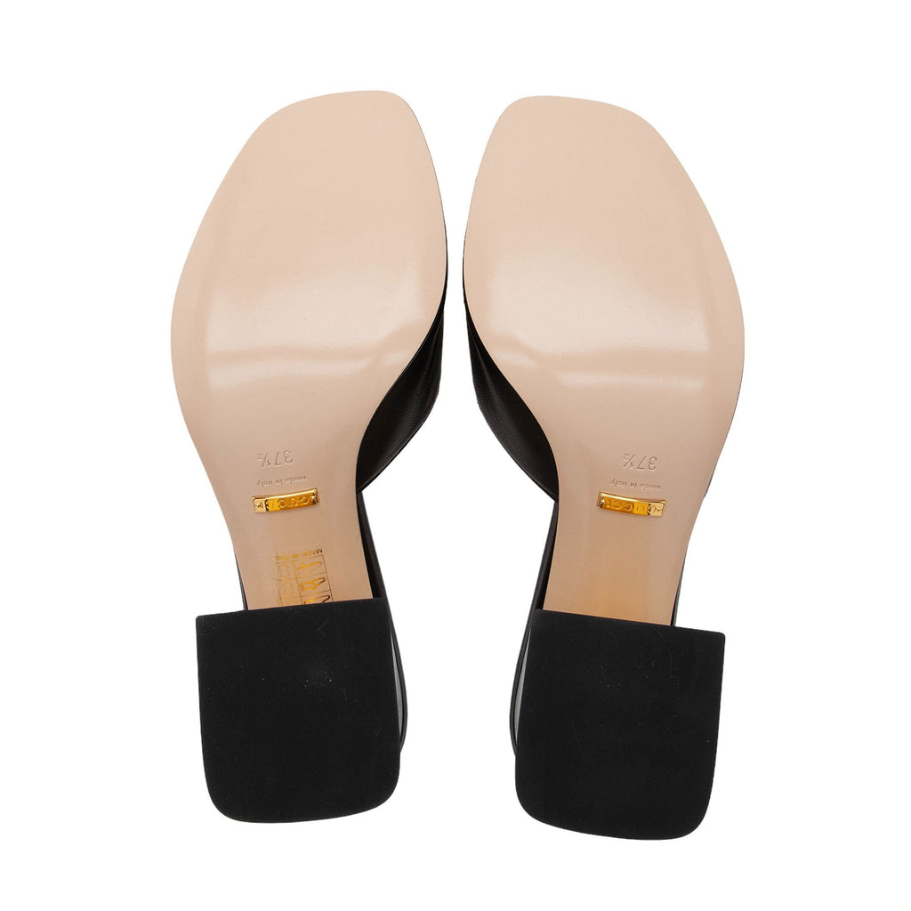 Gucci Leather Horsebit Slide Sandals - Size 7.5 / 37.5 (SHF-437r5u)