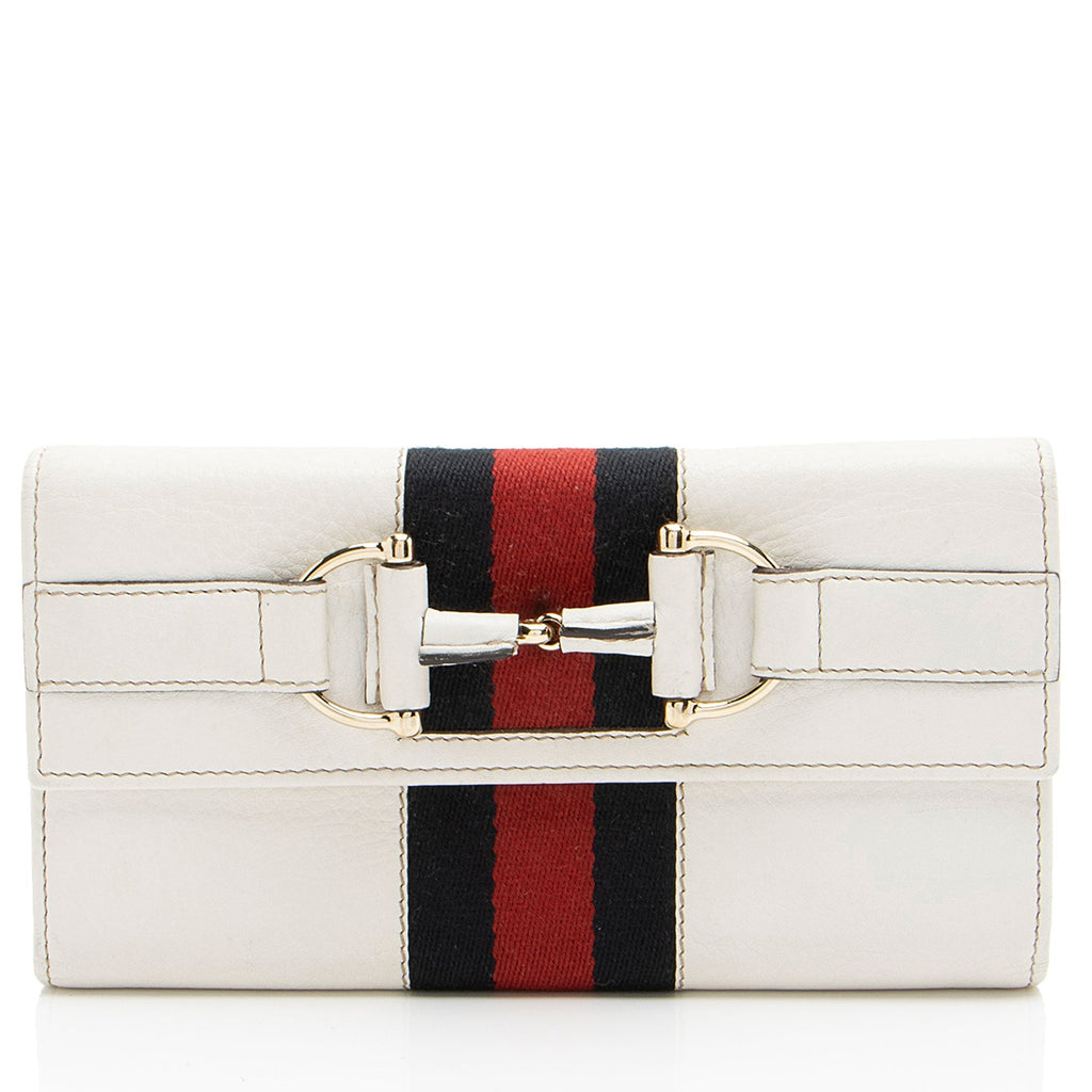 Gucci Leather Horsebit Web Continental Wallet (SHF-yXh8tm)