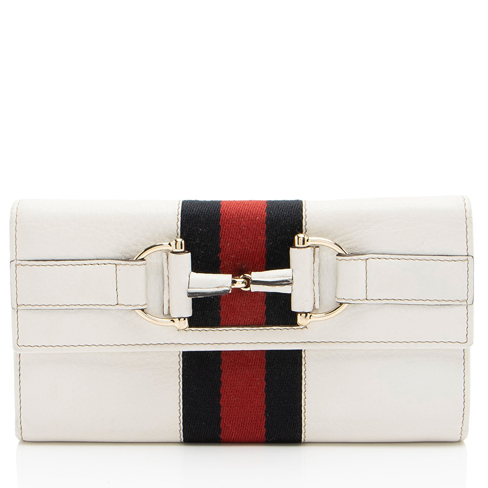 Gucci Leather Horsebit Web Continental Wallet (SHF-yXh8tm)