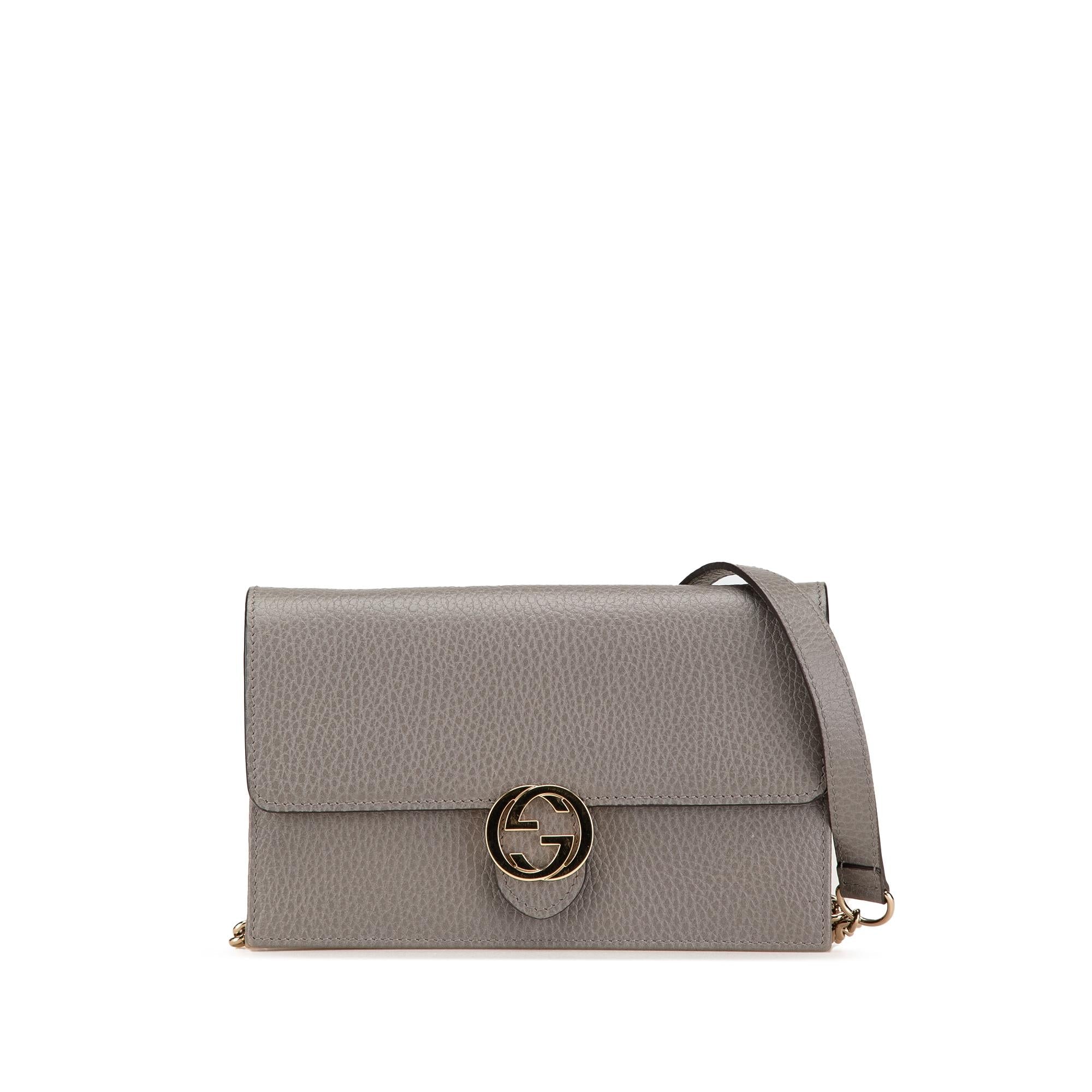Gucci Leather Interlocking G Dollar Wallet on Chain